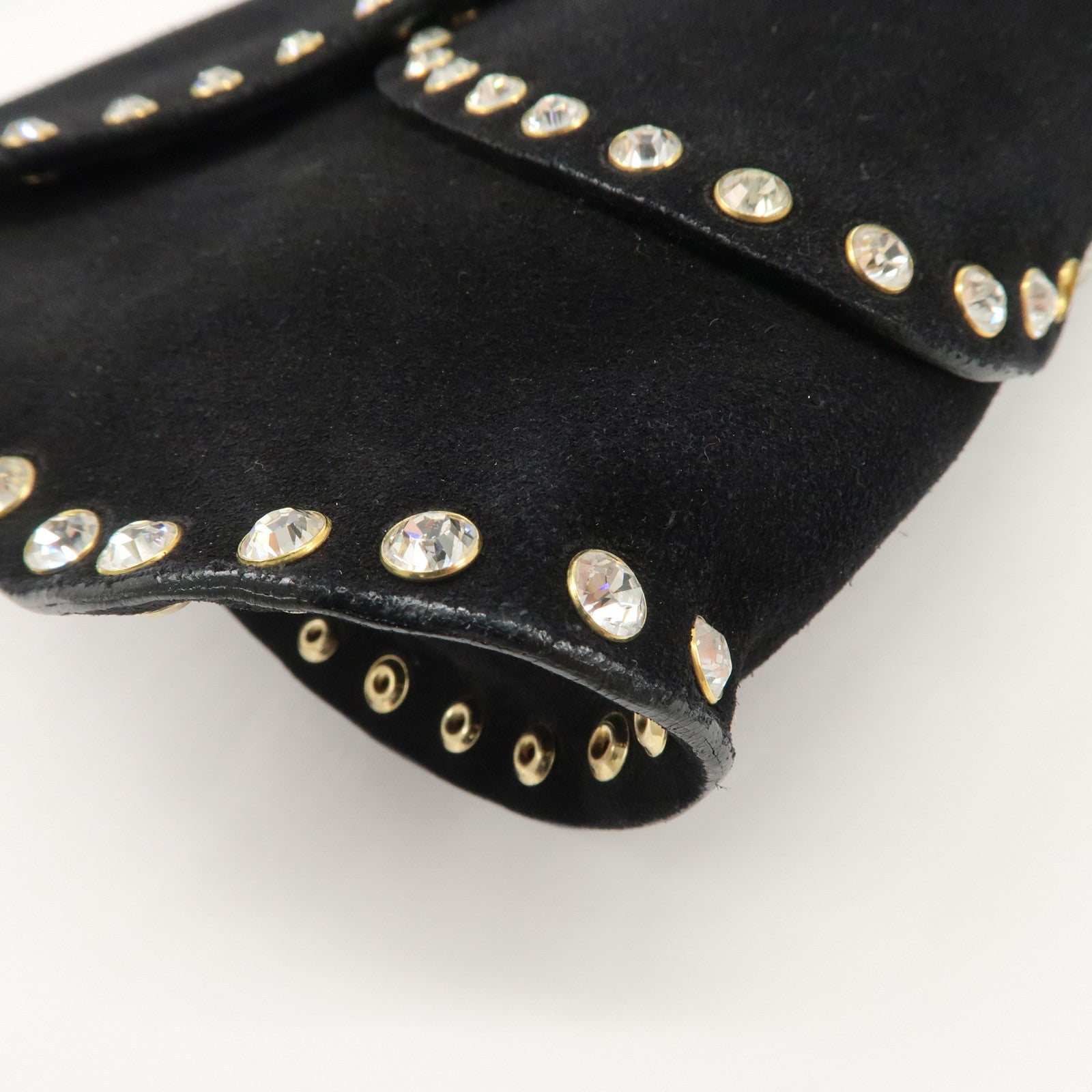 CELINE Paulbot Suede Shoulder Bag Hand Bag Black Used