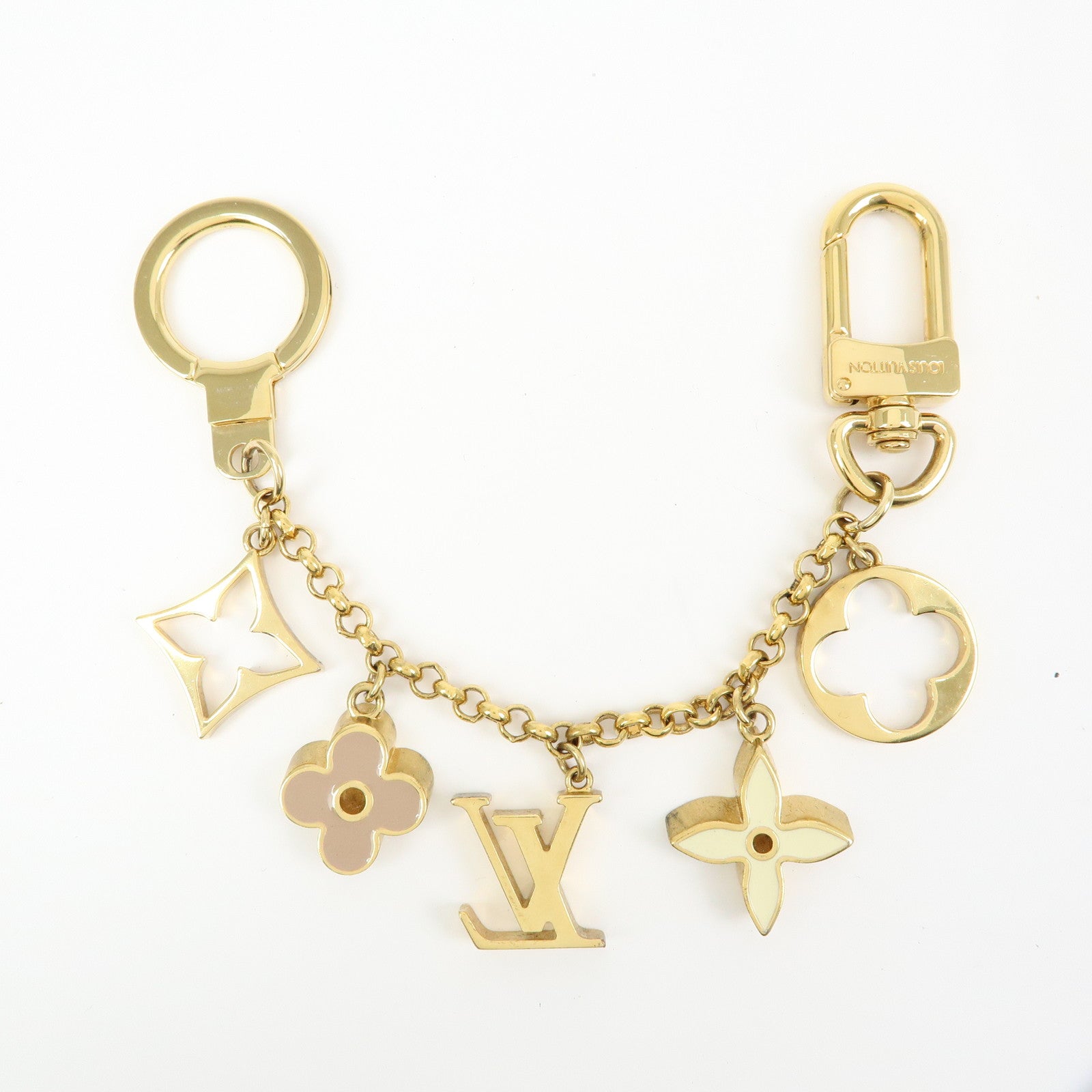 Louis Vuitton Fleur de Monogram Bag Charm Key Chain Gold M65111