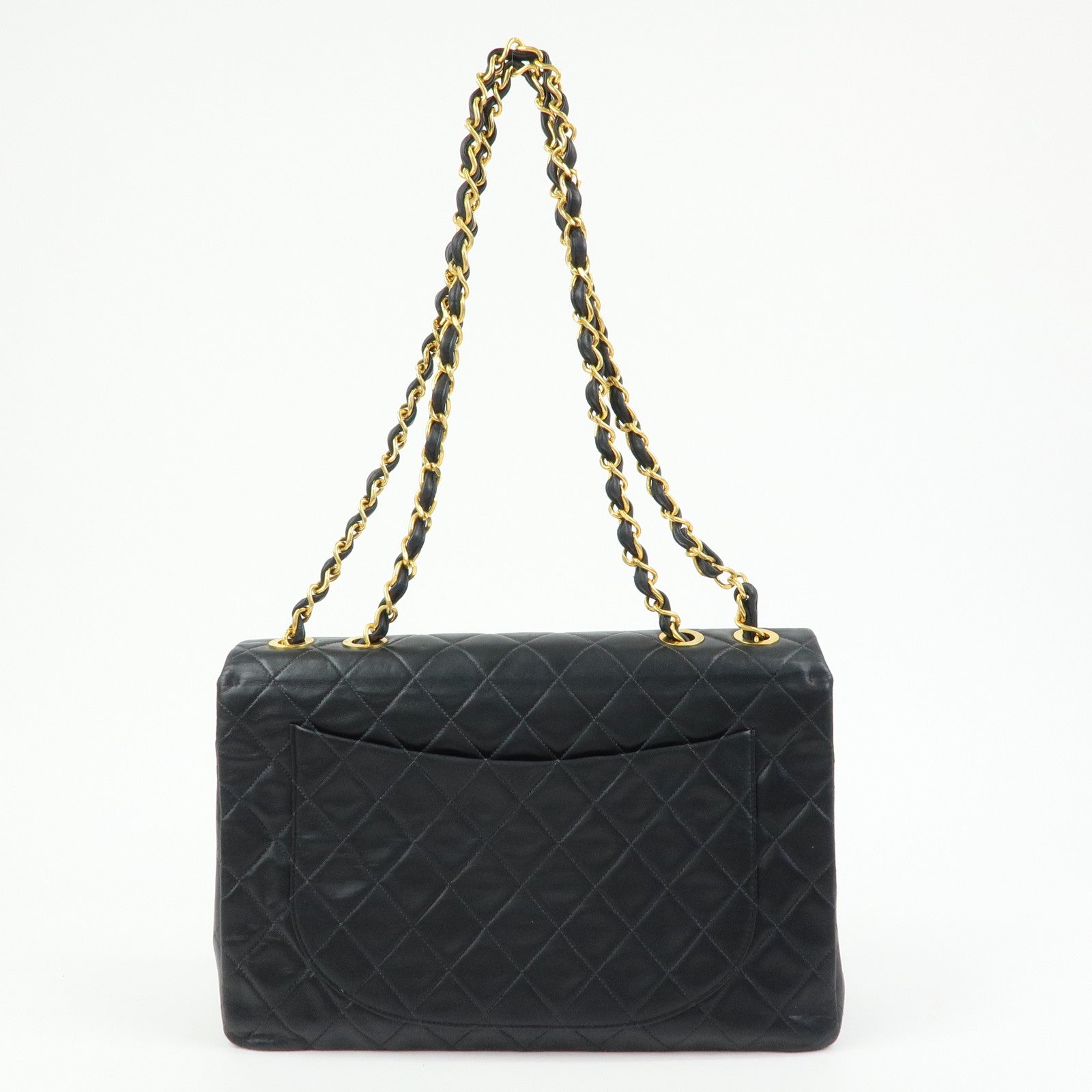 CHANEL Jumbo Matelasse 34 Lamb Skin Shoulder Bag Black A01094