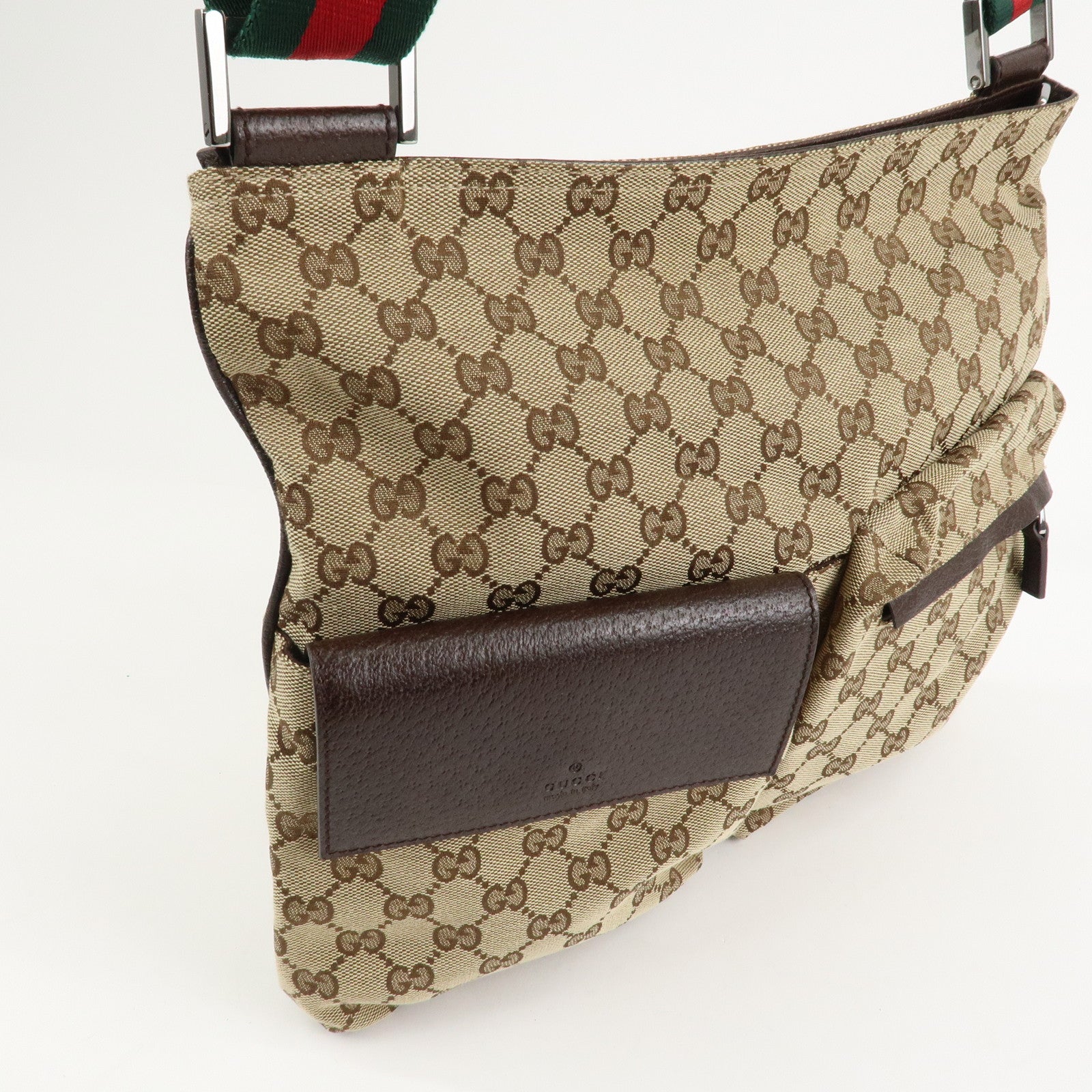 GUCCI Sherry GG Canvas Leather Shoulder Bag Beige Brown 169937