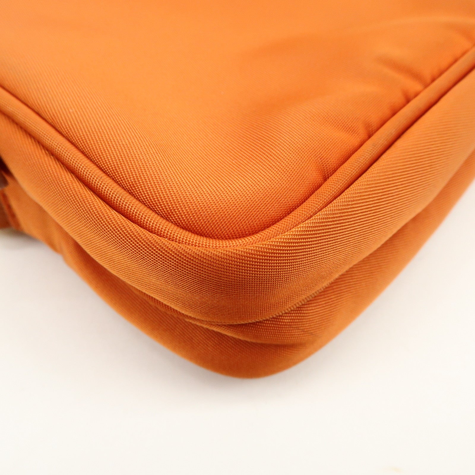 PRADA Triangle Logo Nylon Leather Shoulder Bag Orange 1N1861