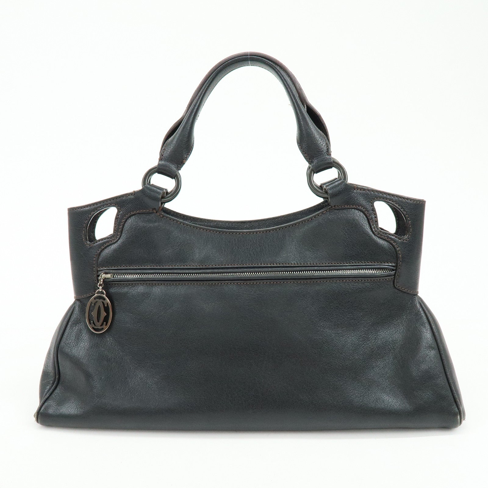 Cartier Marcello de Cartier Leather Hand Bag Tote Bag Black