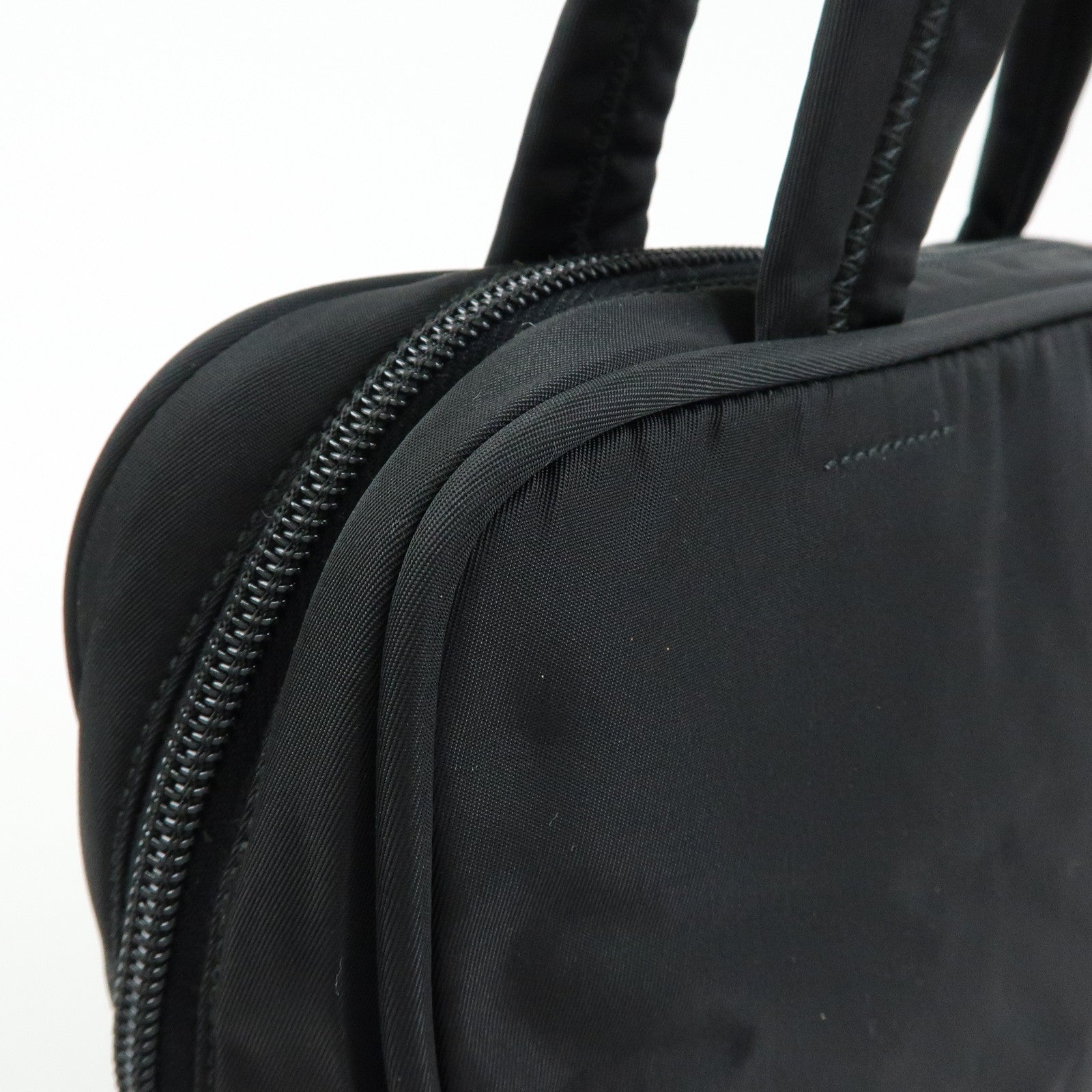 PRADA Triangle Logo Nylon Hand Bag Mini Tote Bag Black B8495