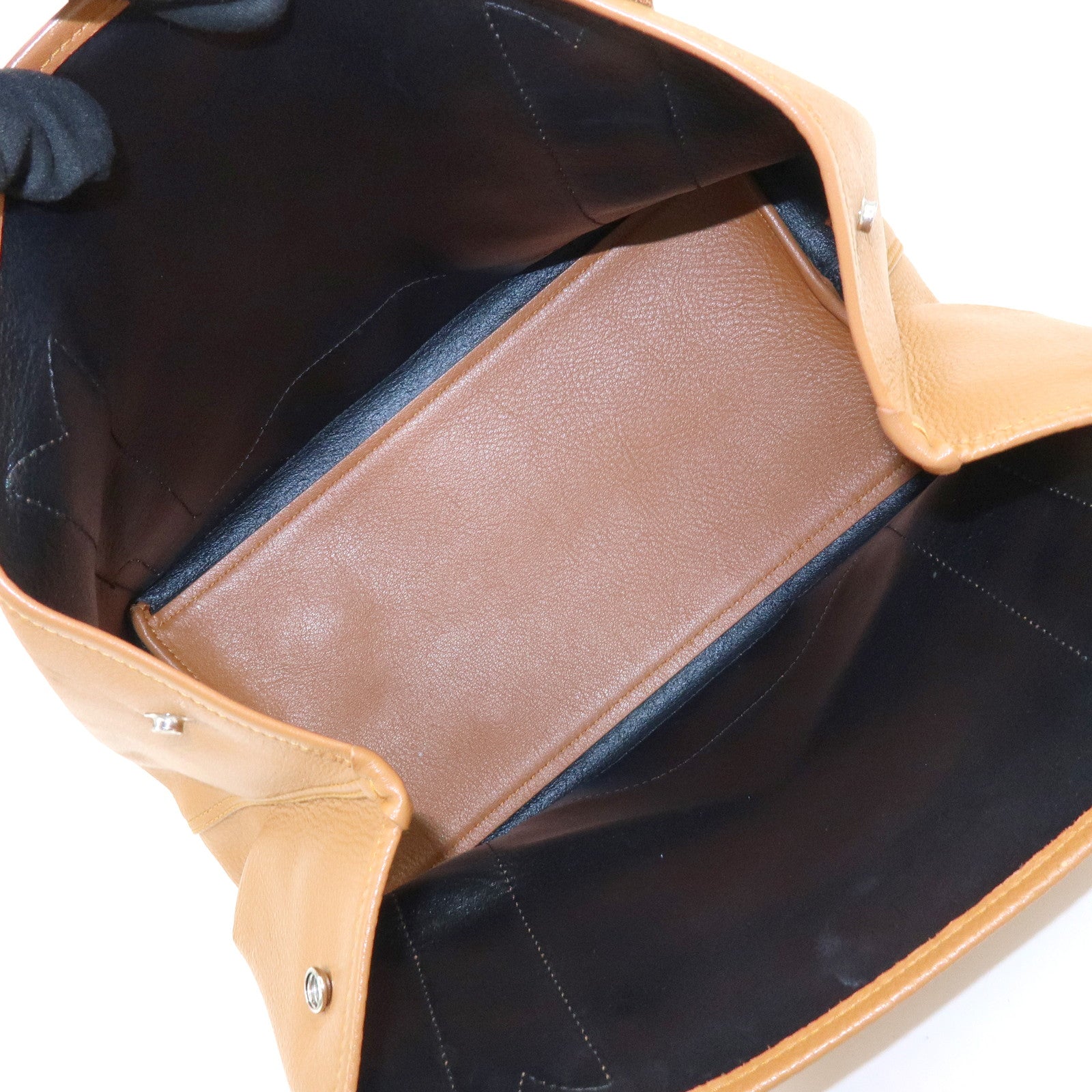 BALENCIAGA Navy Cabas Small Leather Tote Bag Hand Bag Brown 339933