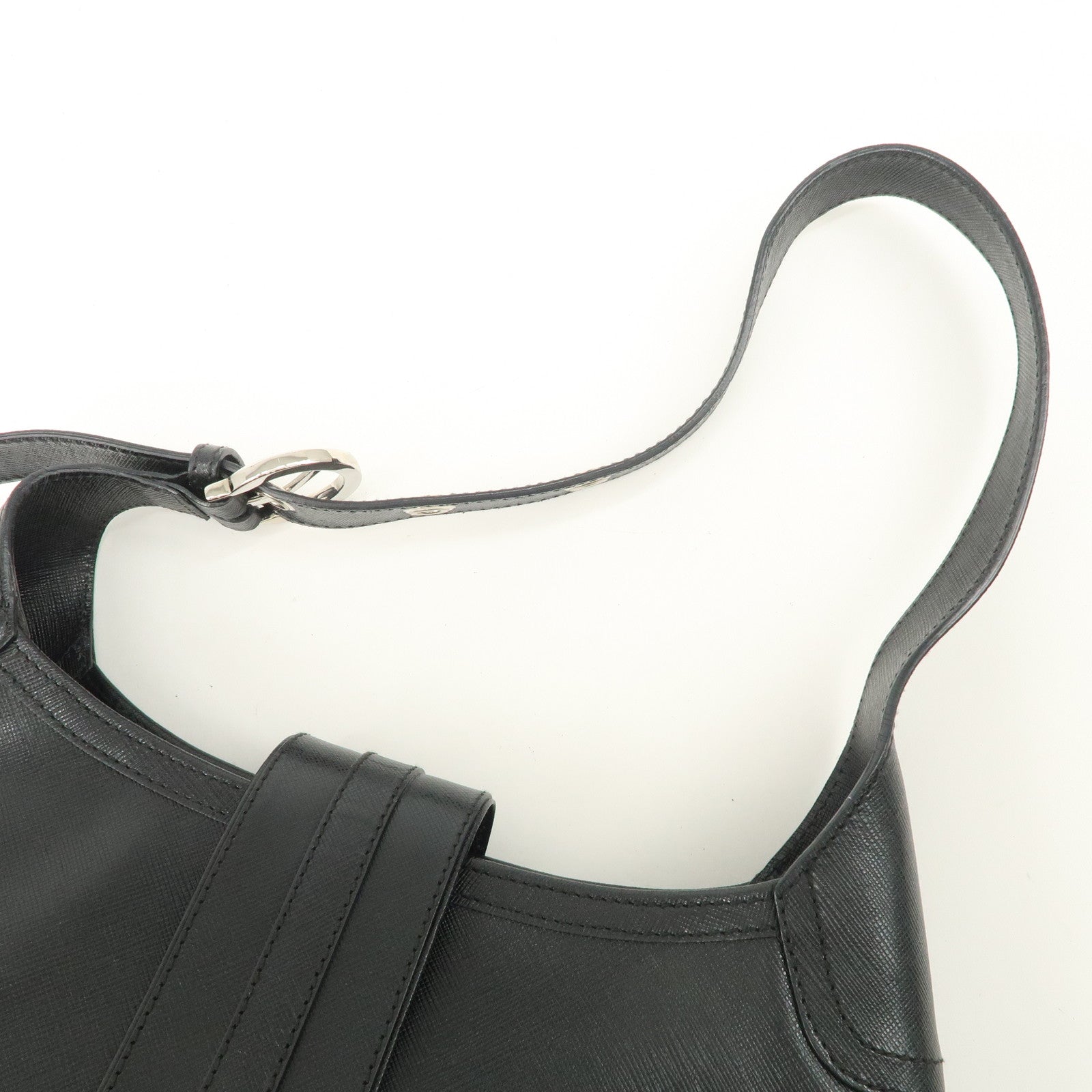 Ferragamo Gancini Leather Shoulder Bag Black