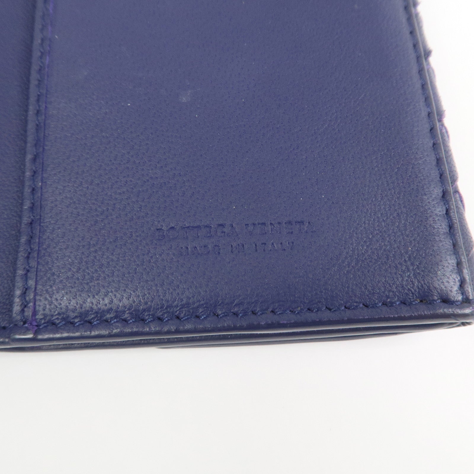BOTTEGA VENETA Intrecciato Leather Long Flap Wallet Blue