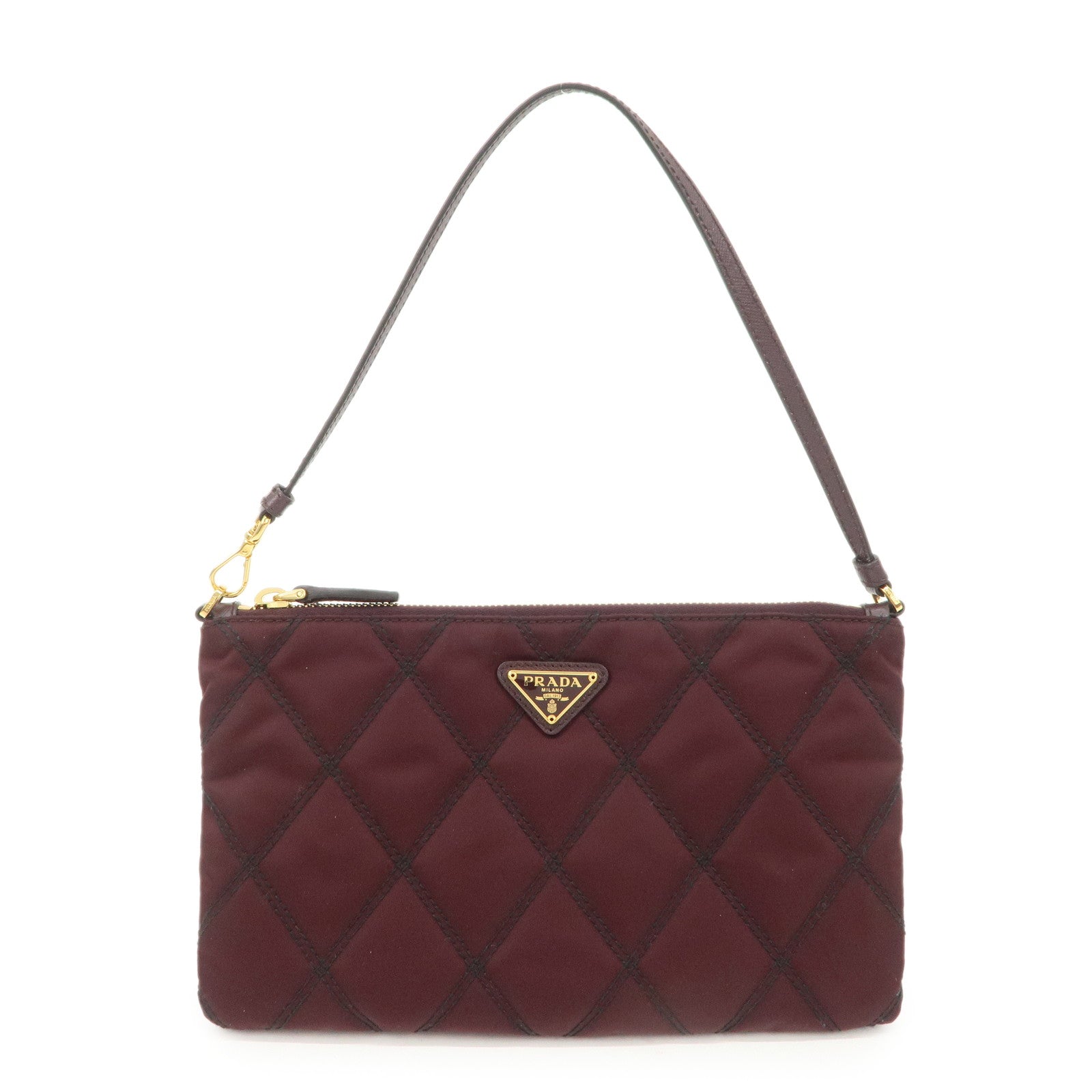 PRADA Logo TESSUTO IMPUNTU Nylon Leather Hand Bag Bordeaux 1NH545