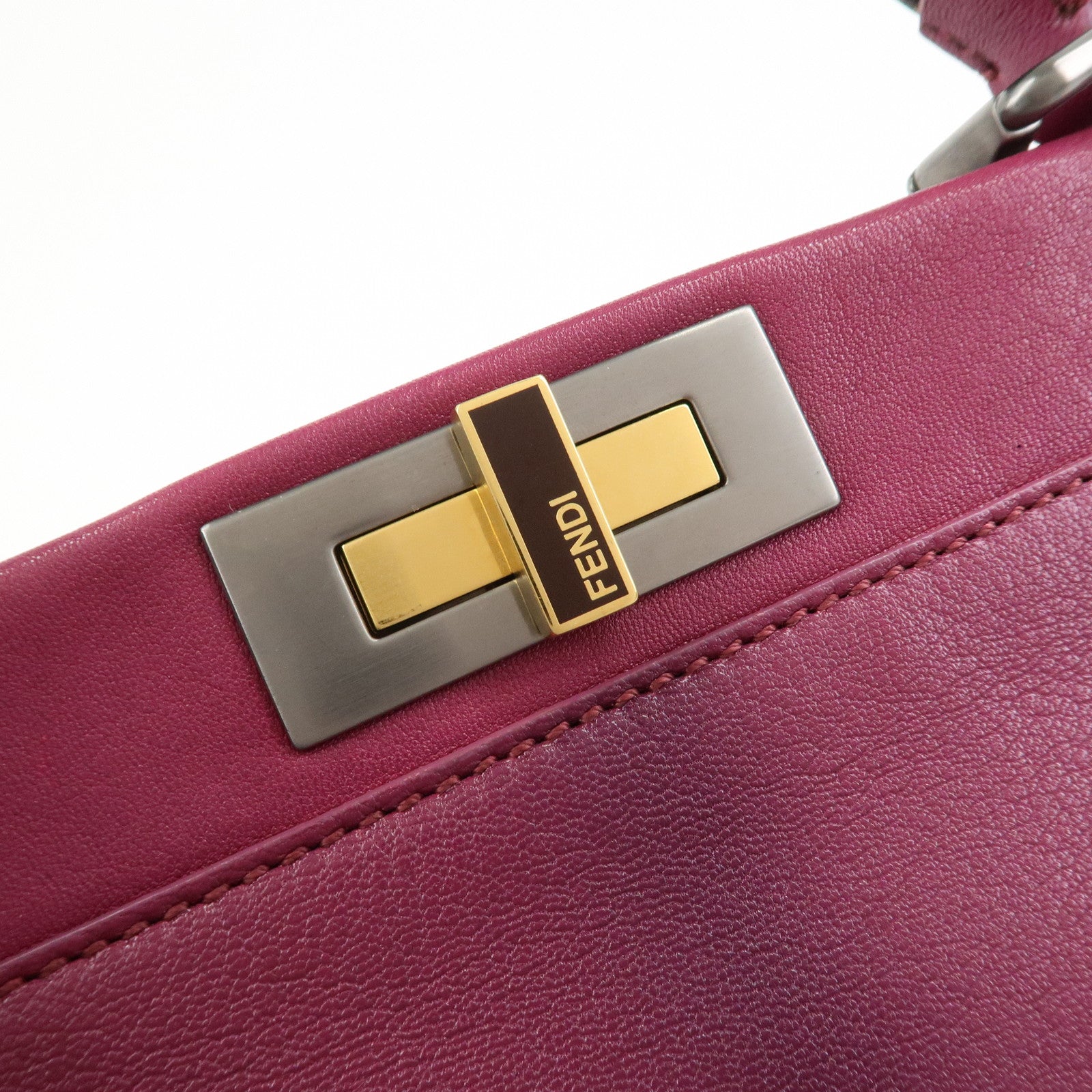 FENDI Peekaboo Leather 2Way Hand Bag Shoulder Bag Fuchsia 8BN226