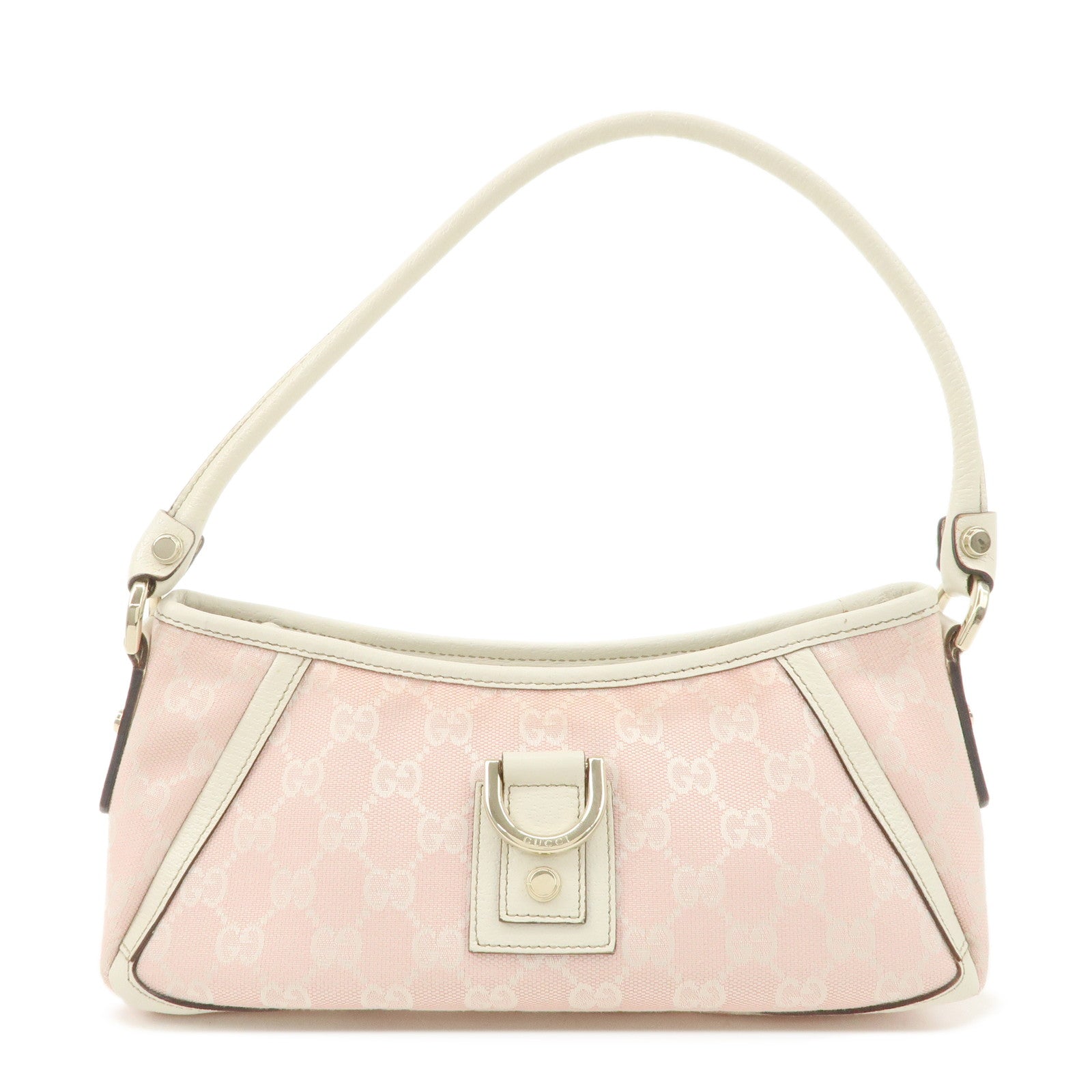 GUCCI Abbey GG Canvas Leather One Shoulder Bag Pink White 130939 Used