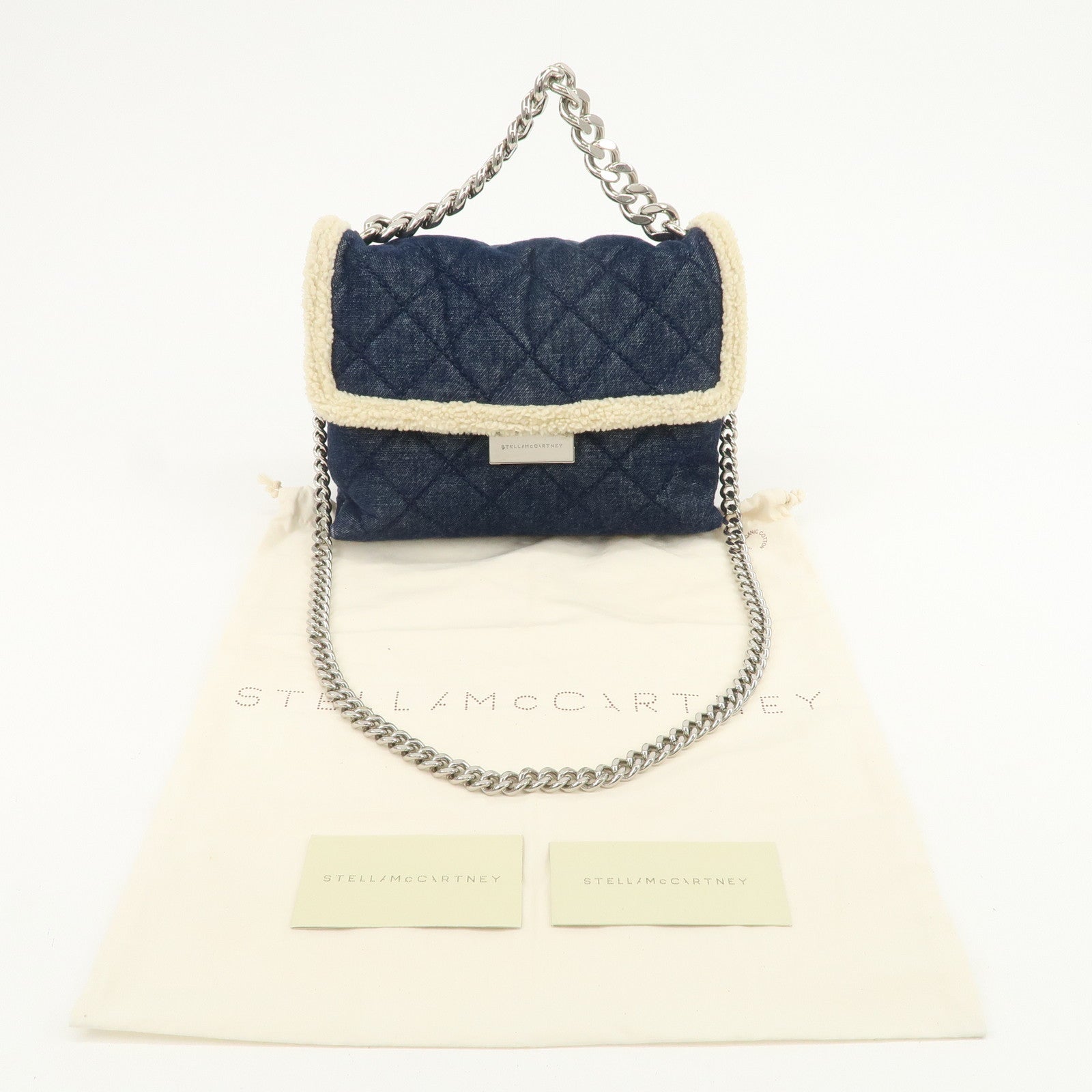 STELLA MCCARTNEY Denim Fur Falabella Shoulder Bag Crossbody Bag