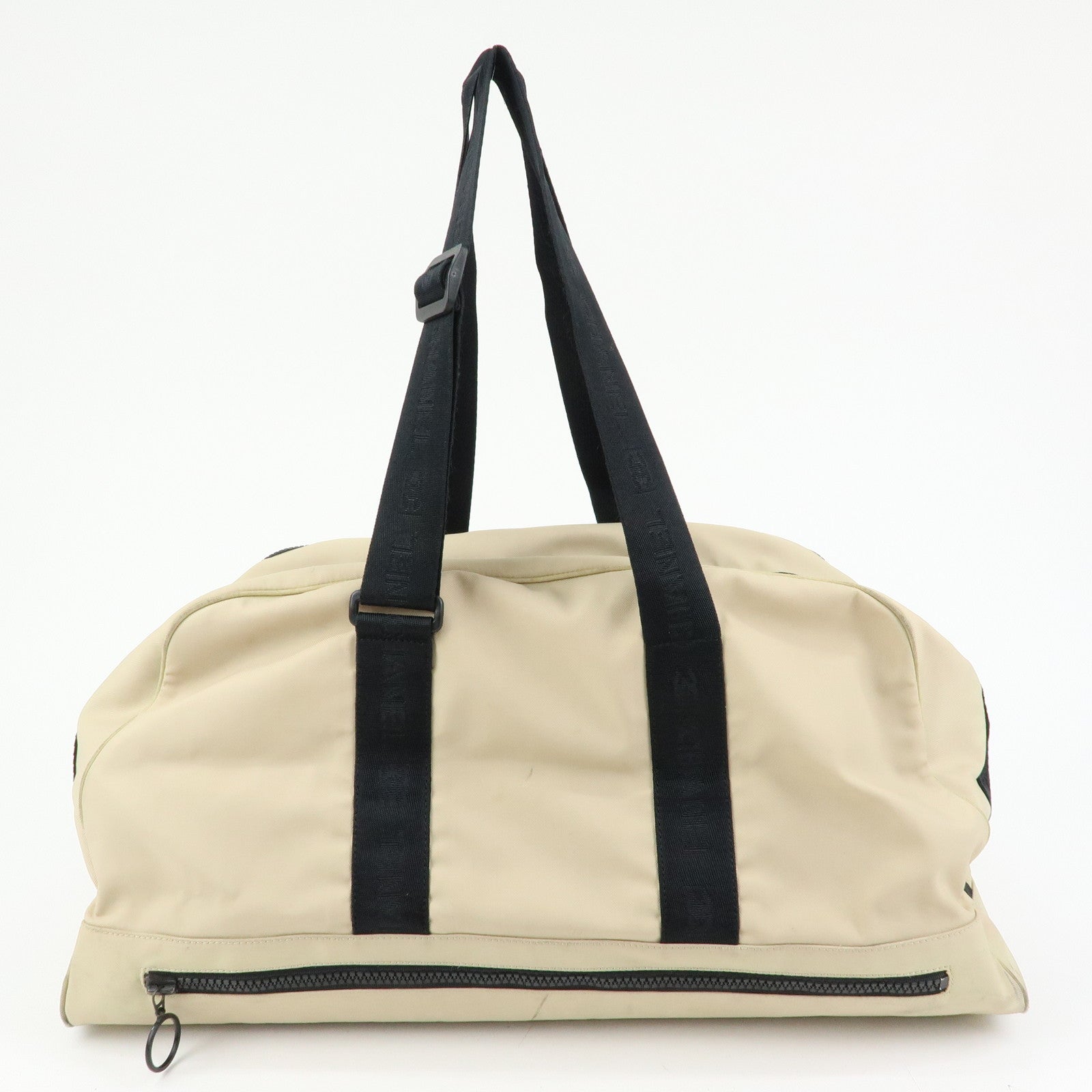 CHANEL CHANEL Sports Nylon Boston Bag Shoulder Bag Beige Black