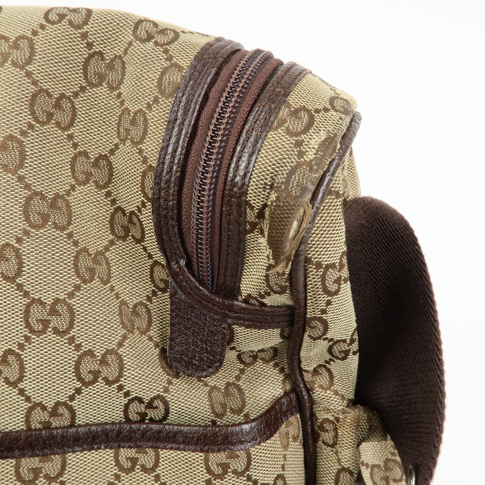 GUCCI GG Canvas Leather Shoulder Crossbody Bag Beige Brown 123326