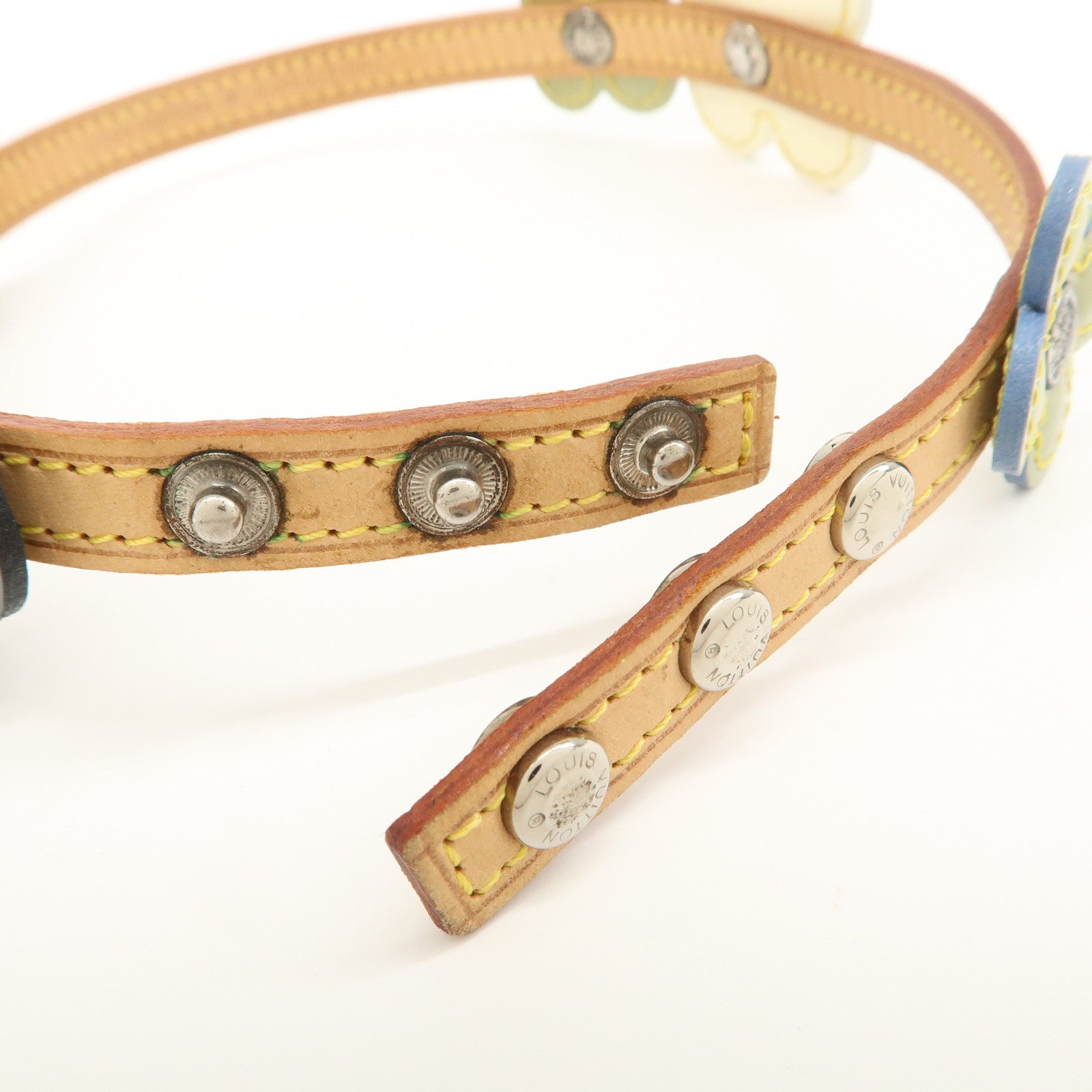 Louis Vuitton Nume Leather Vernis Lethear Flower Lexington Choker Bracelet Natural M92252