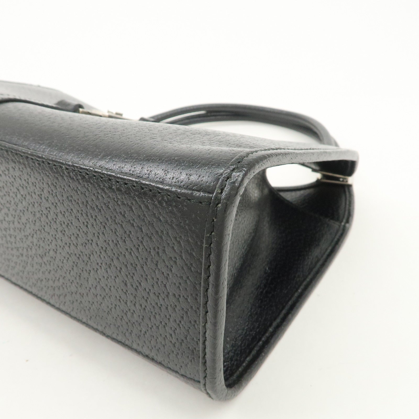 GUCCI Jackie Logo Leather Hand Bag Shoulder Bag Black 002.1068