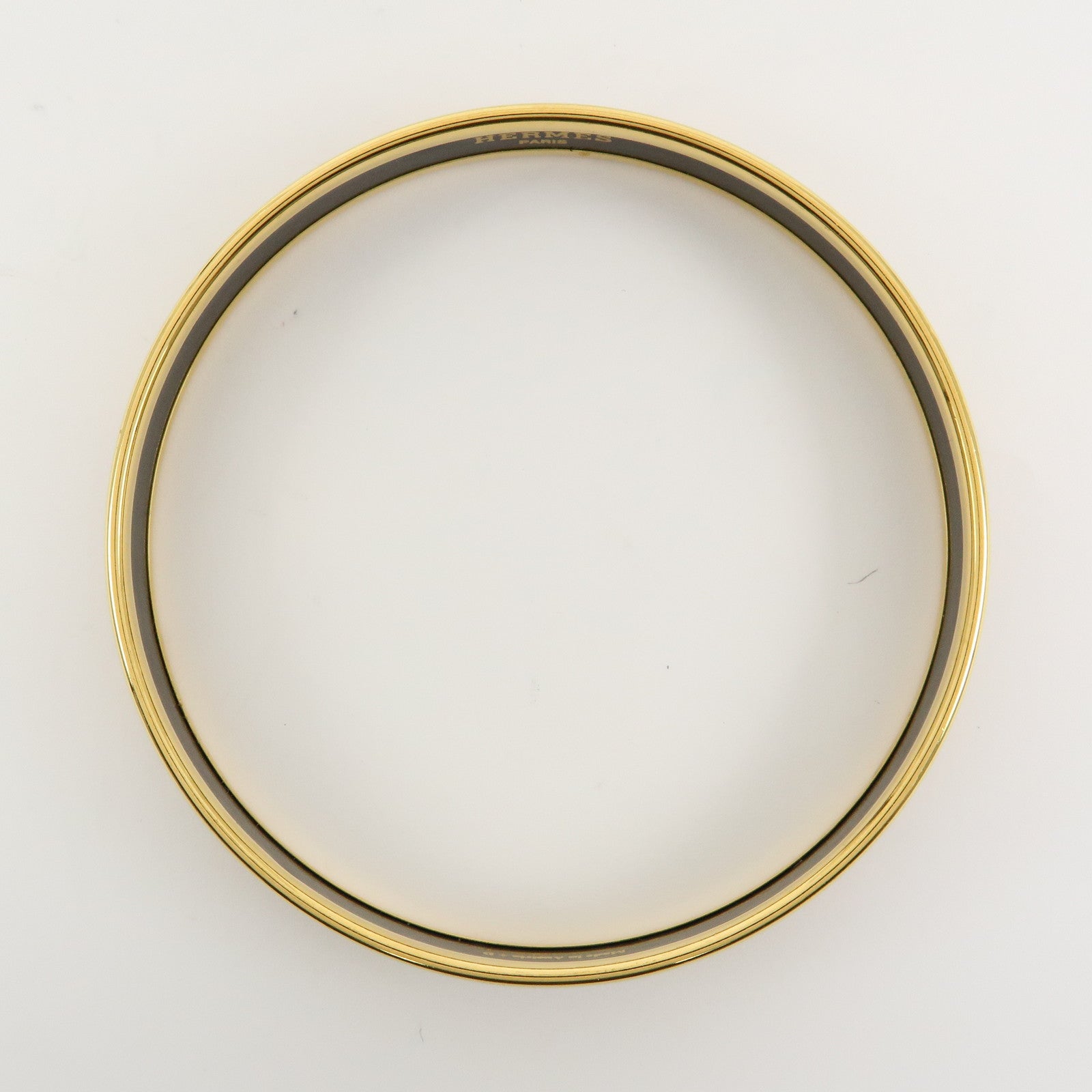 HERMES Email PM Plated Bracelet Bangle Gold Yellow