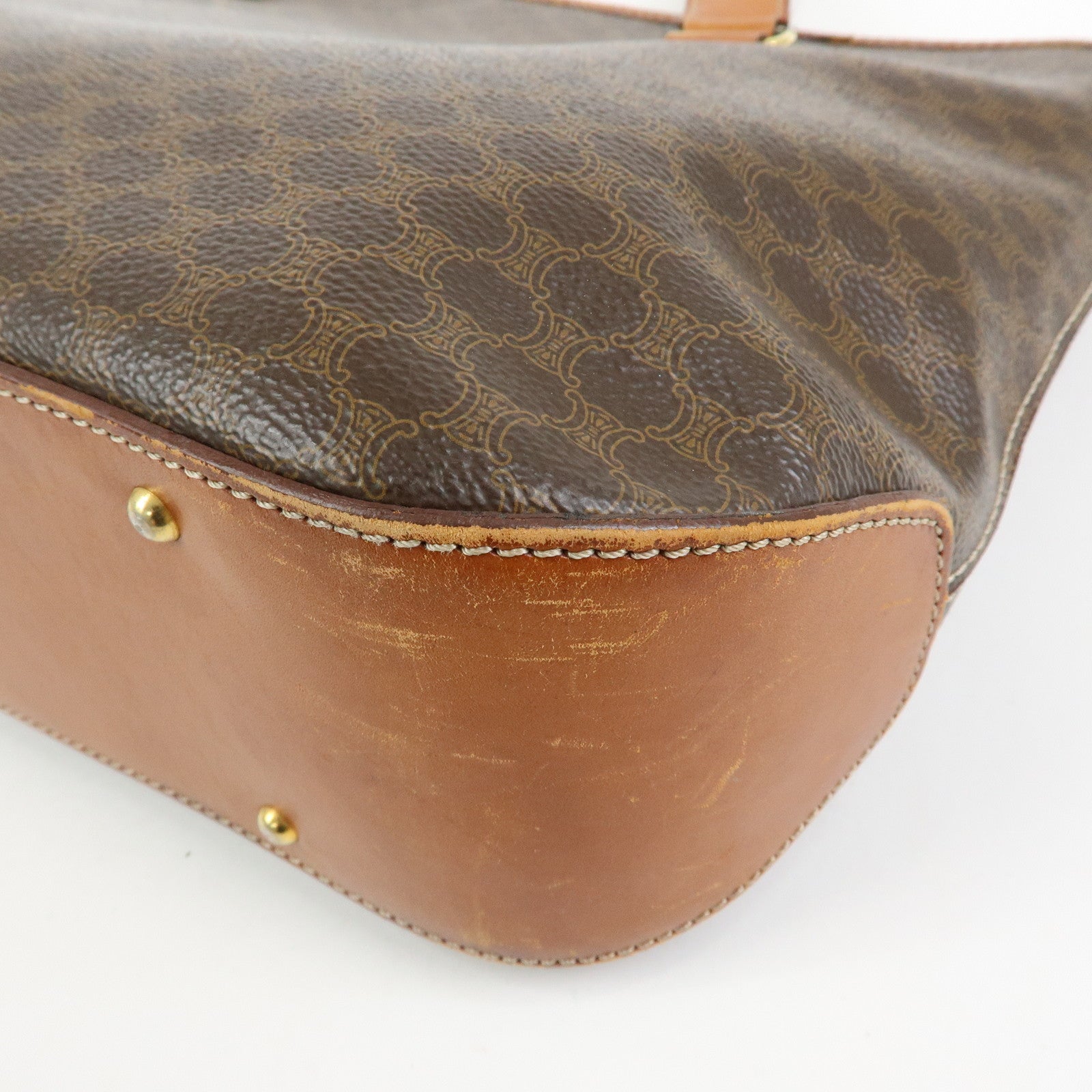CELINE Macadam PVC Leather Tote Bag Shoulder Bag Brown