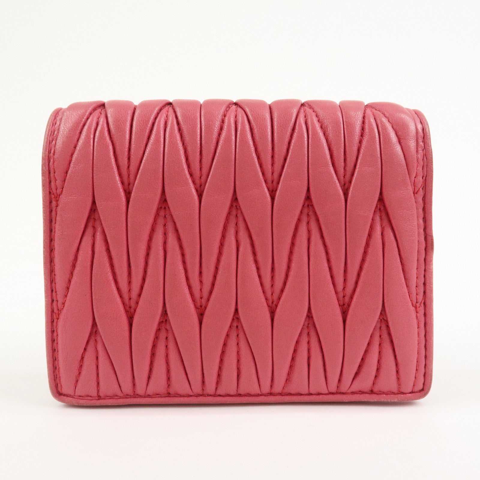 MIU MIU Matelasse Nappa Leather Compact Wallet Pink 5MV204