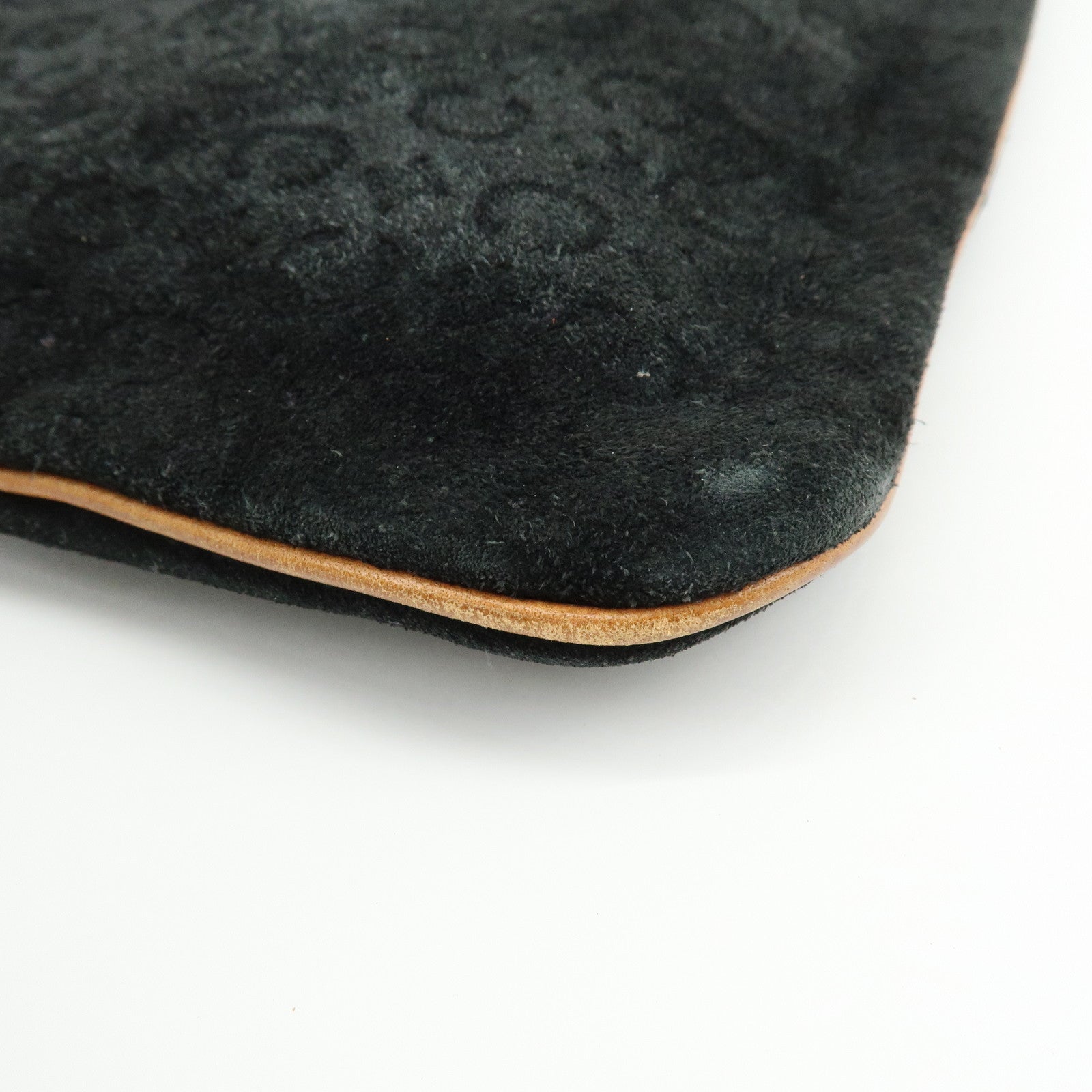 CELINE C Macadam Suede Leather Shoulder Bag Hand Bag Black