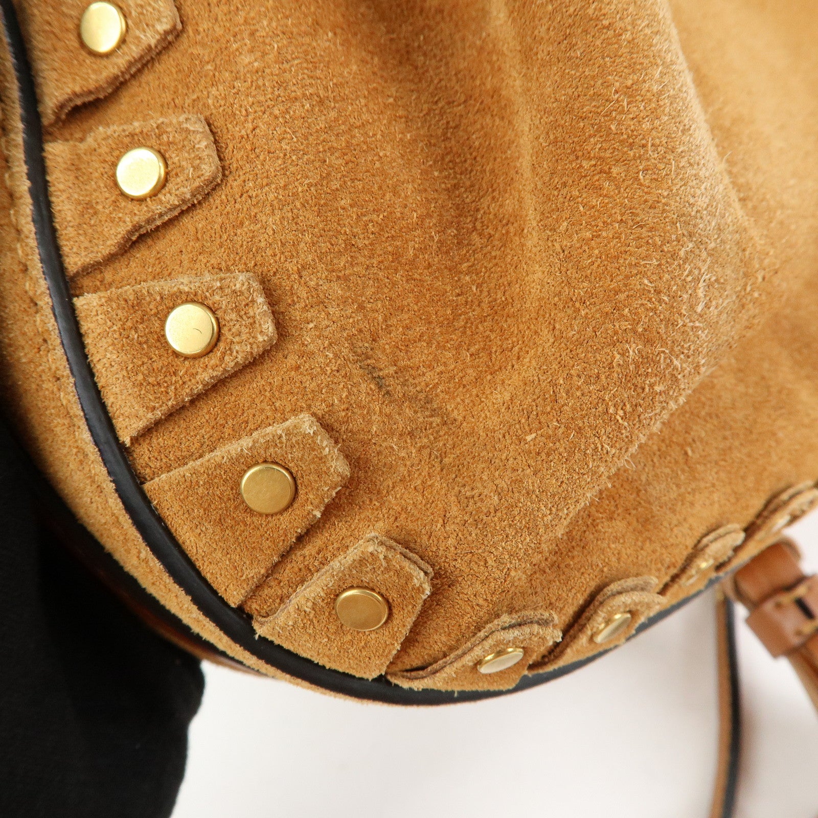 Chloe Suede Leather Tassel Shoulder Bag Crossbody Bag Brown