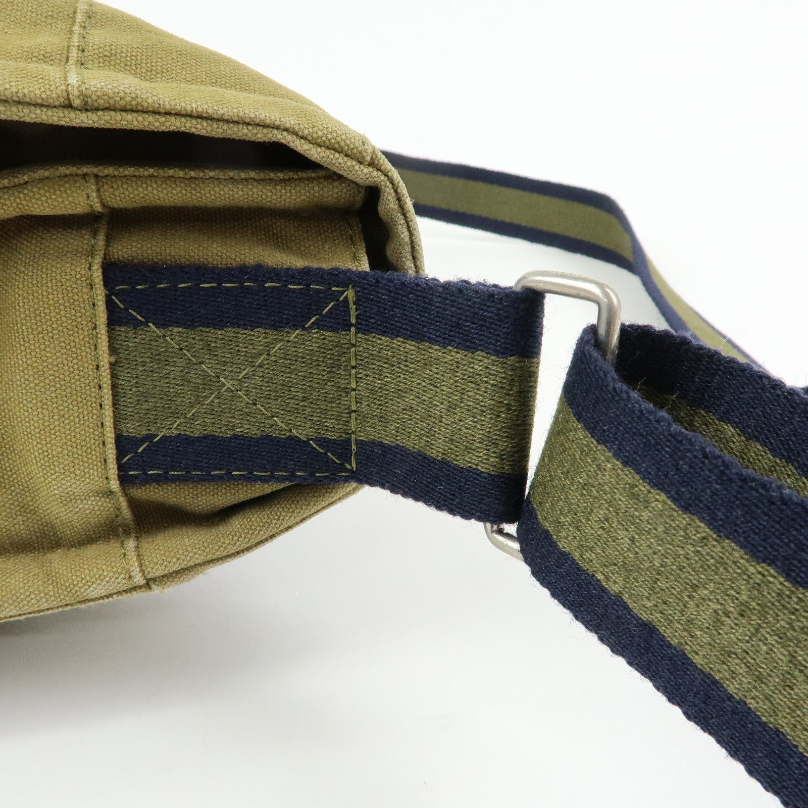 HERMES Fourre Tout Bassas MM Cotton Shoulder Bag Khaki
