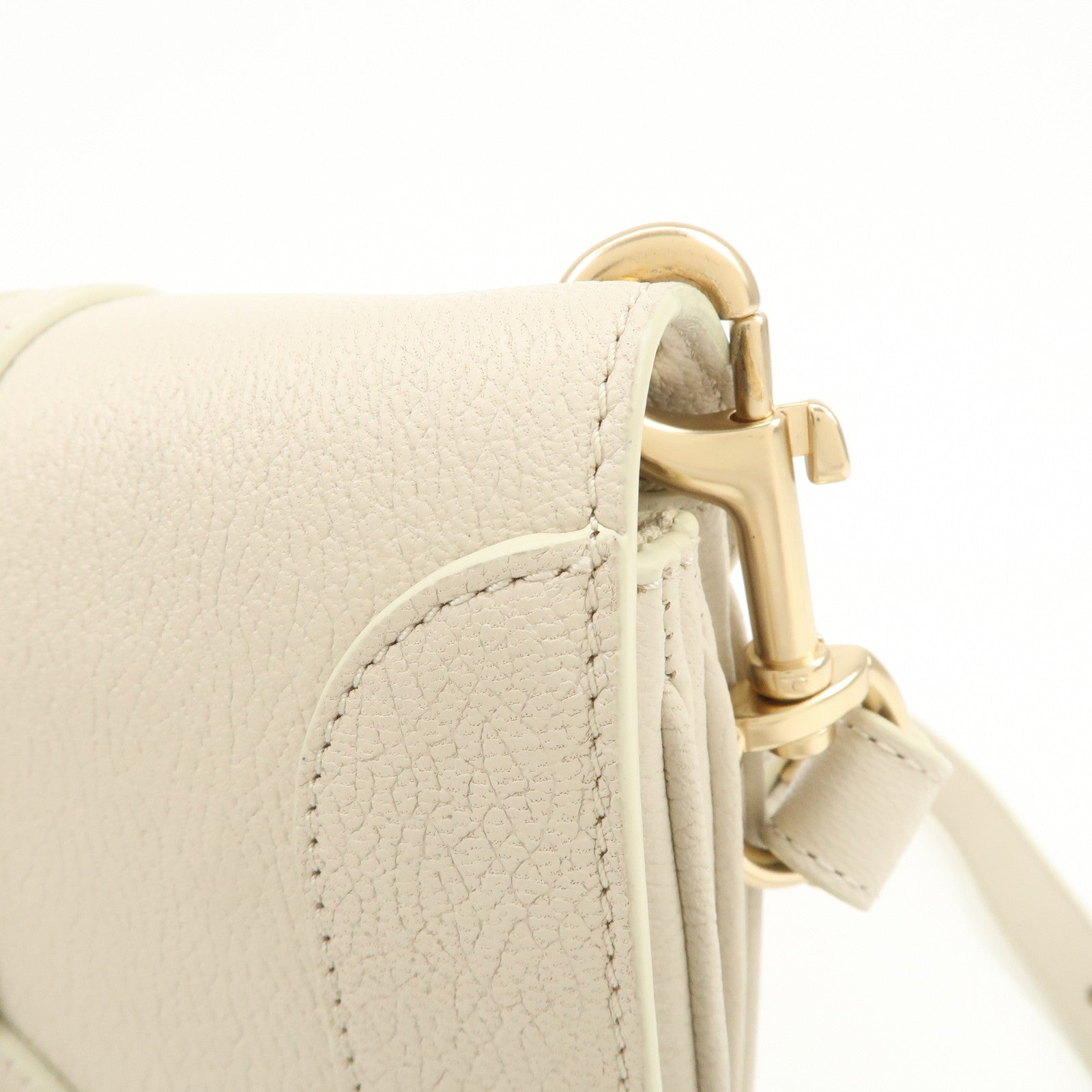 Chole See by Chloé Hana Leather Shoulder Bag Ivory Gold