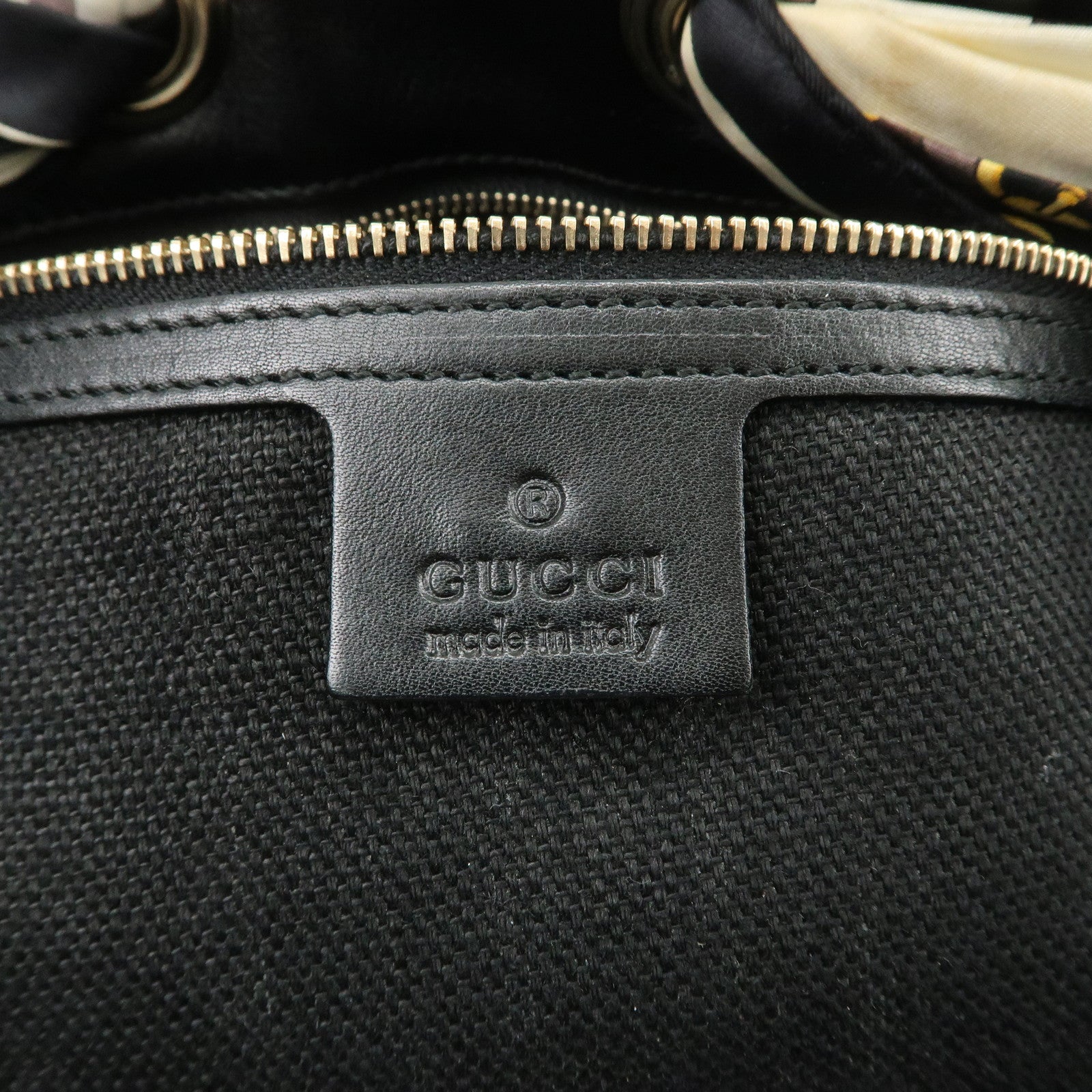 GUCCI Canvas Leather Hand Bag Tote Bag Black 163861