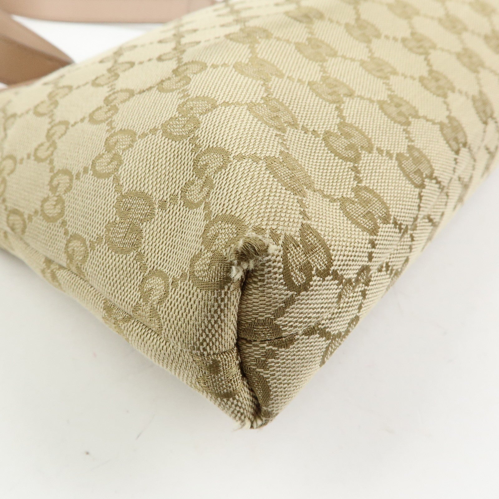 GUCCI GG Canvas Leather Shoulder Crossbody Bag Beige Pink 388924