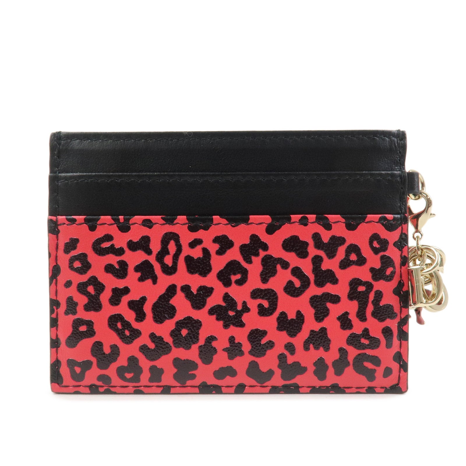 Christian Dior Leather Card Case Card Holder Pink Black