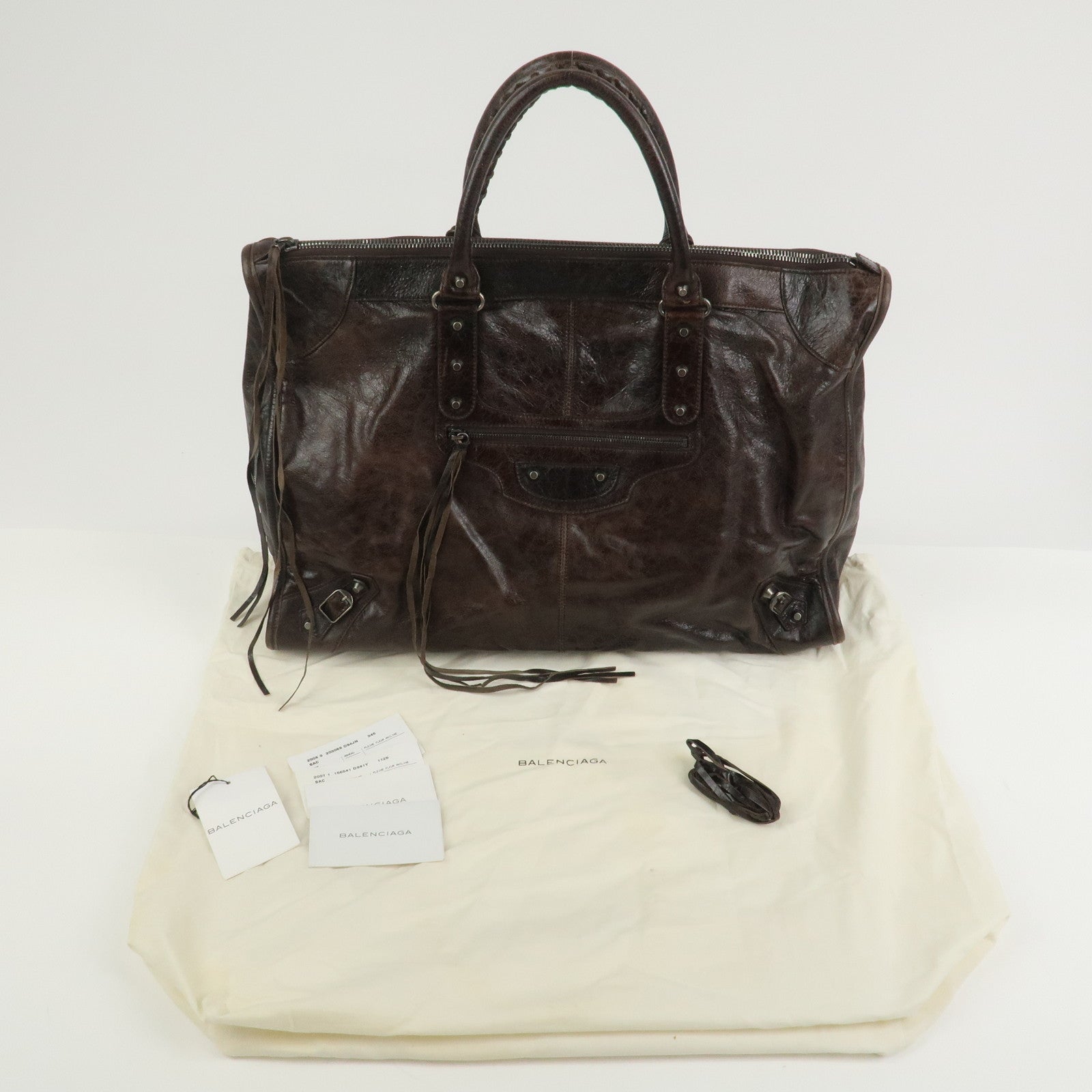 BALENCIAGA The Work Leather Tote bag Hand Bag Dark Brown 156541