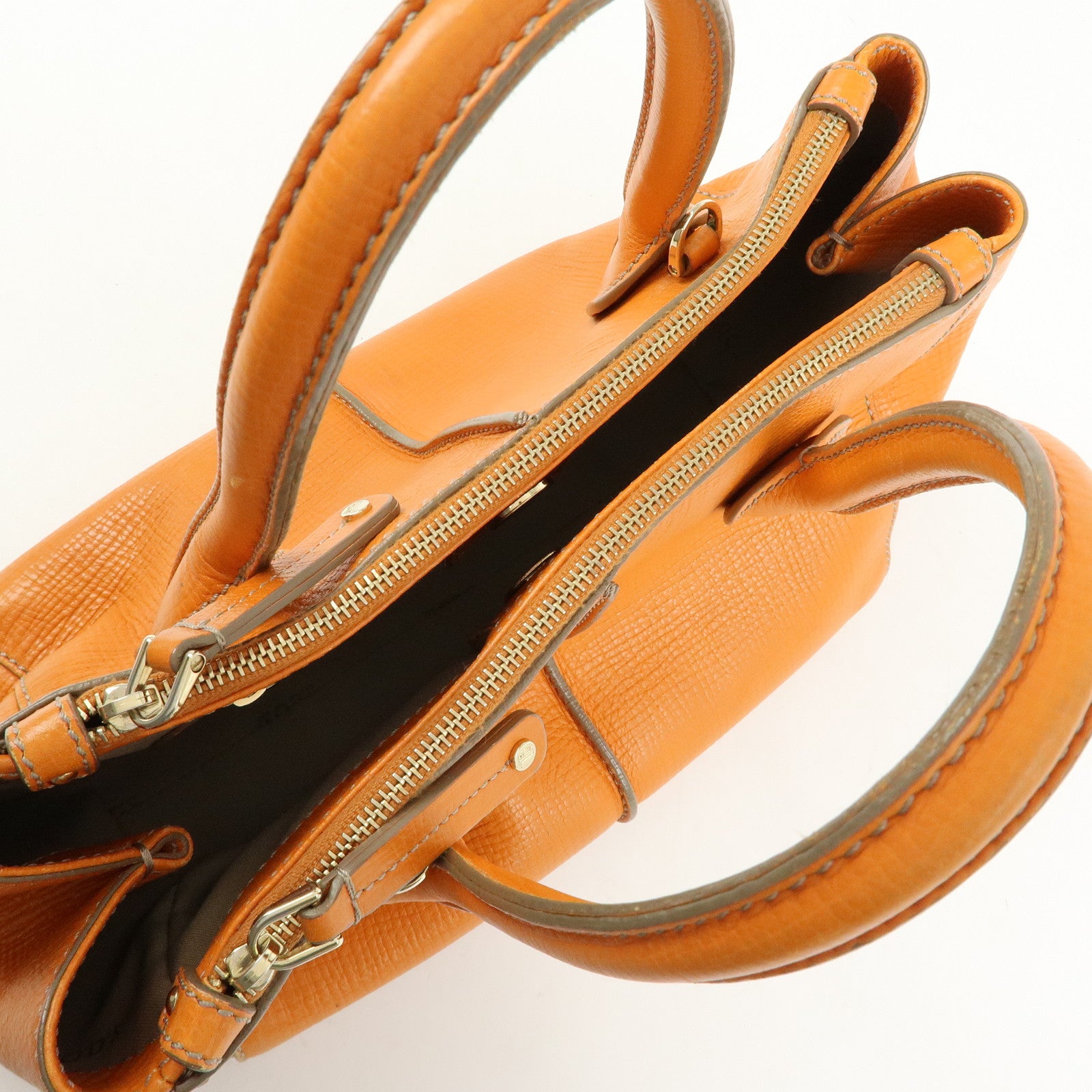 TOD'S D Styling Leather 2Way Bag Hand Bag Shoulder Bag Orange