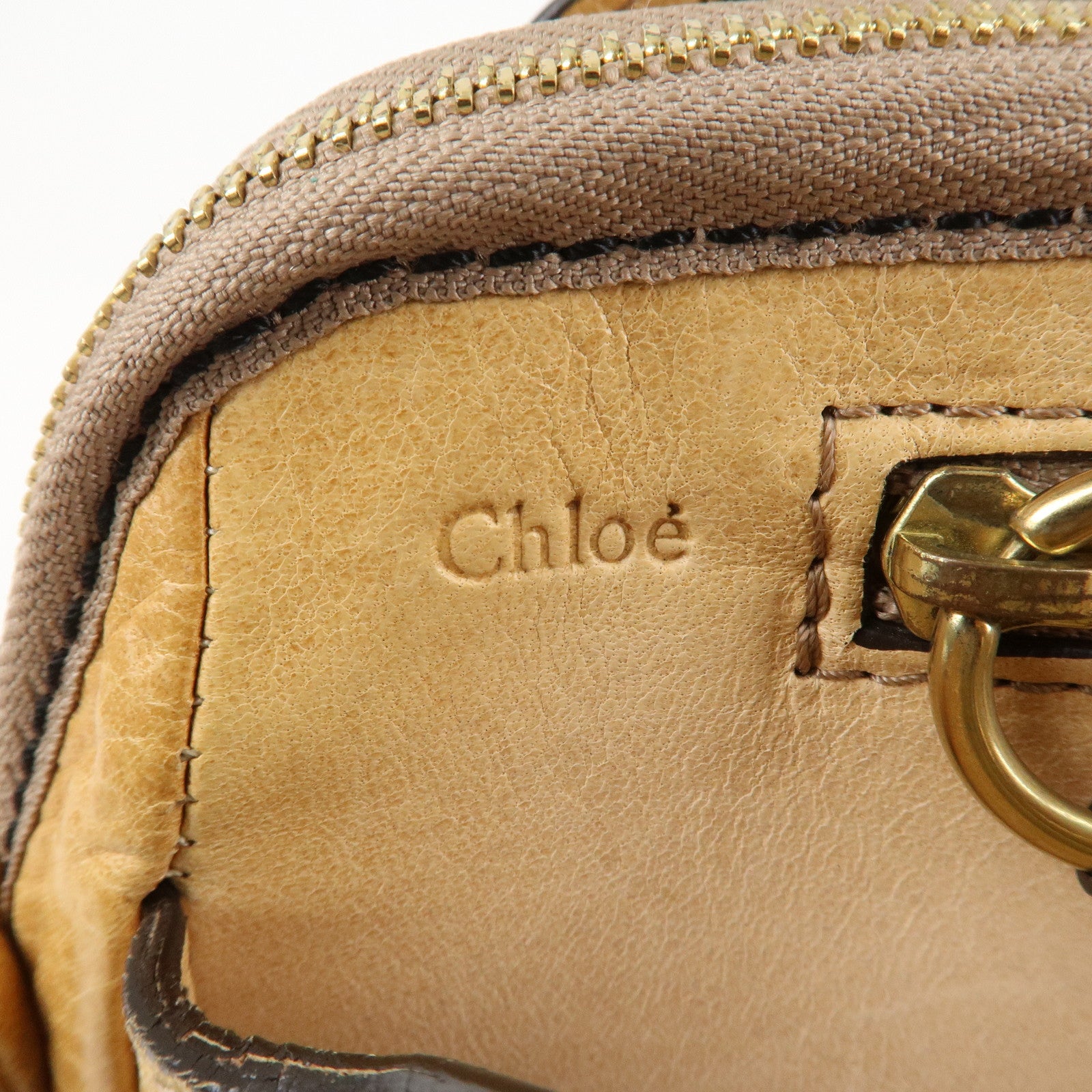 Chloe Heloise Shoulder Bag Hand Bag Beige Gold Hardware Used