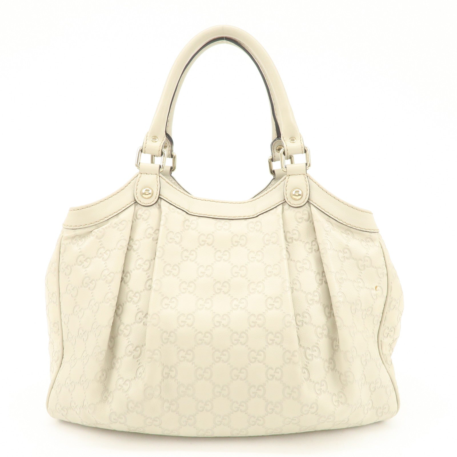 GUCCI Sukey Guccissima Leather Tote Bag Hand Bag Ivory 211944