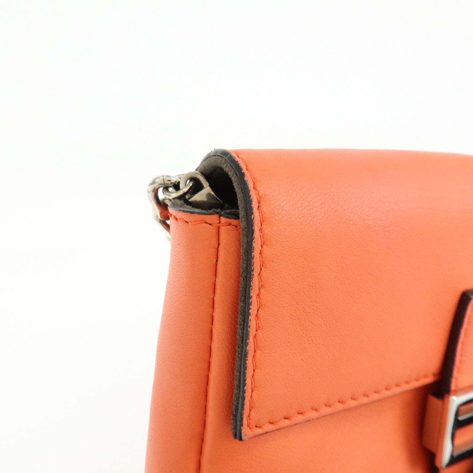 FENDI Micro Baguette 2Way Shoulder Bag Crossbody Bag Orange 8M0354