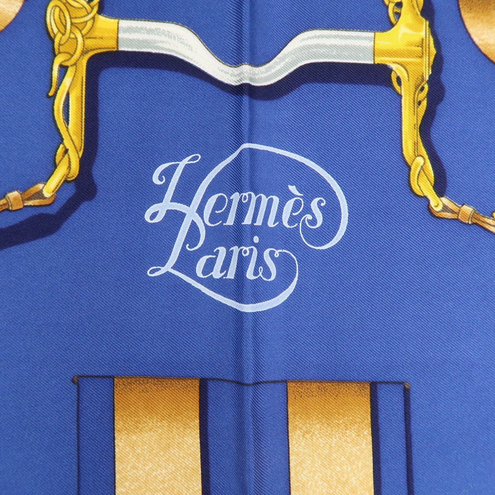 HERMES Carre 90 Silk 100% Blue Yellow Green Used