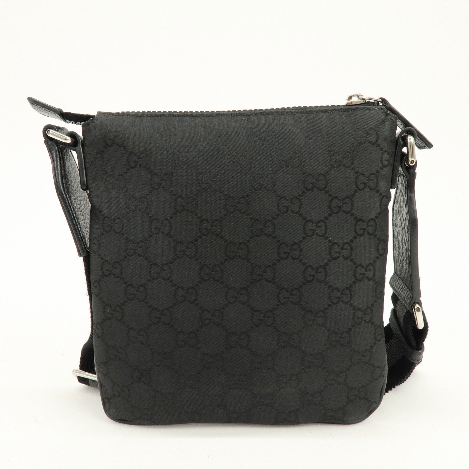 GUCCI GG Nylon Leather Shoulder Bag Crossbody Bag Black 449183