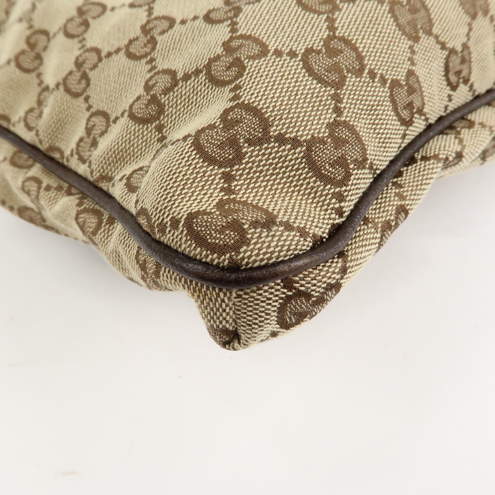 GUCCI Sherry GG Canvas Leather Shoulder Bag Beige Brown 169937