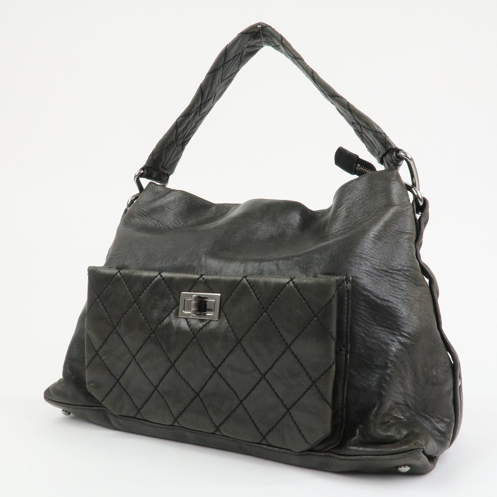 CHANEL Matelasse COCO Mark Leather Shoulder Bag Hand Bag Black