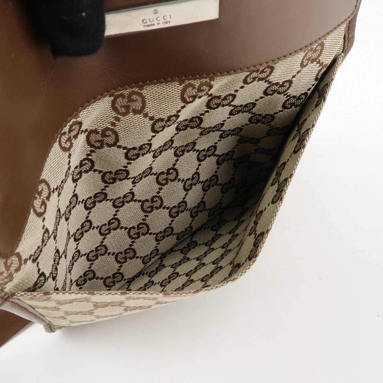 GUCCI GG Canvas Leather Shoulder Bag Crossbody Bag Brown 27639