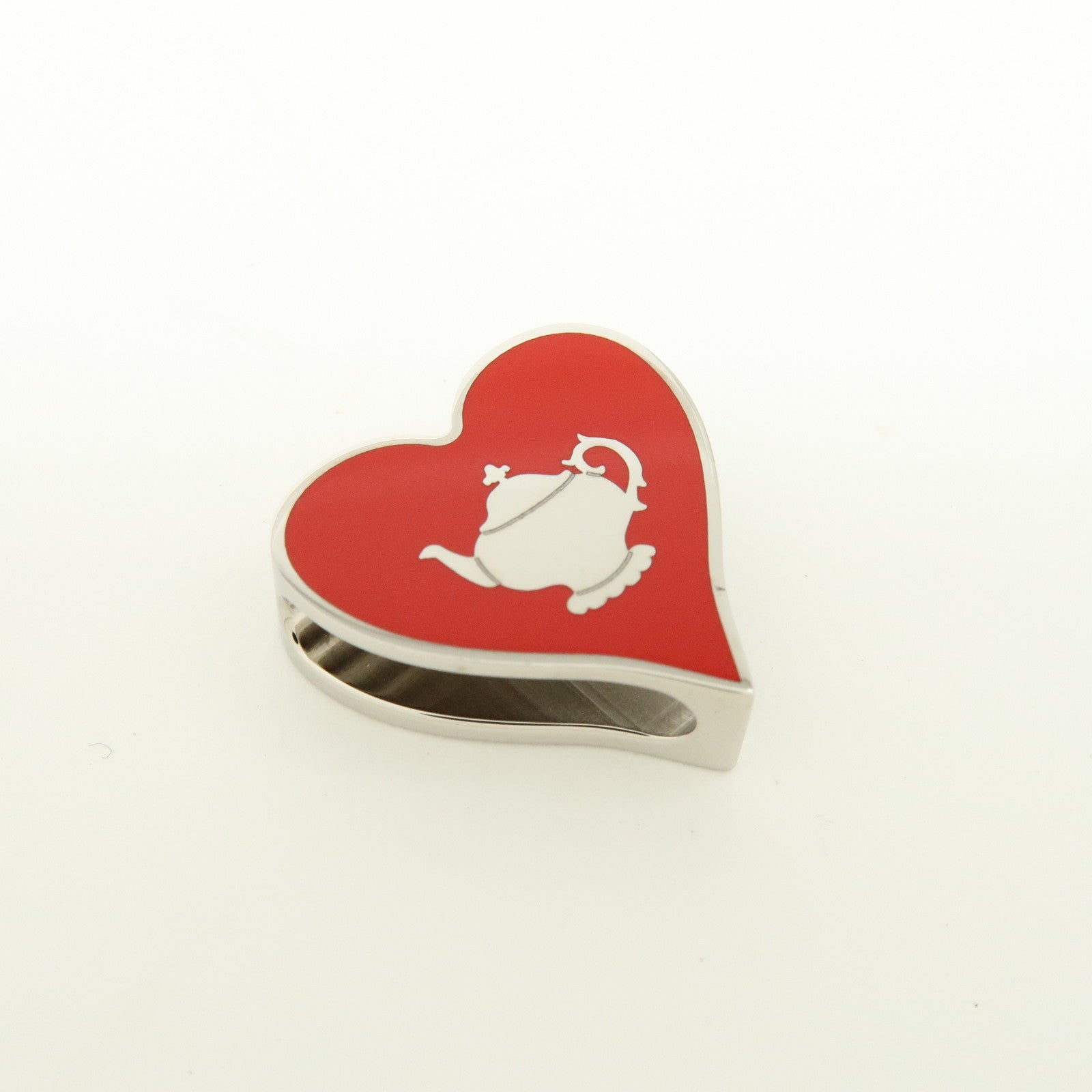 HERMES Metal Tea Time Twilly Ring Scarf Ring Red Silver