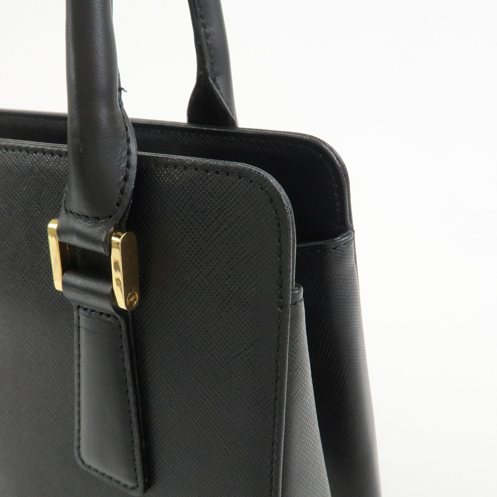 BURBERRY Logo Leather Hand Bag Black