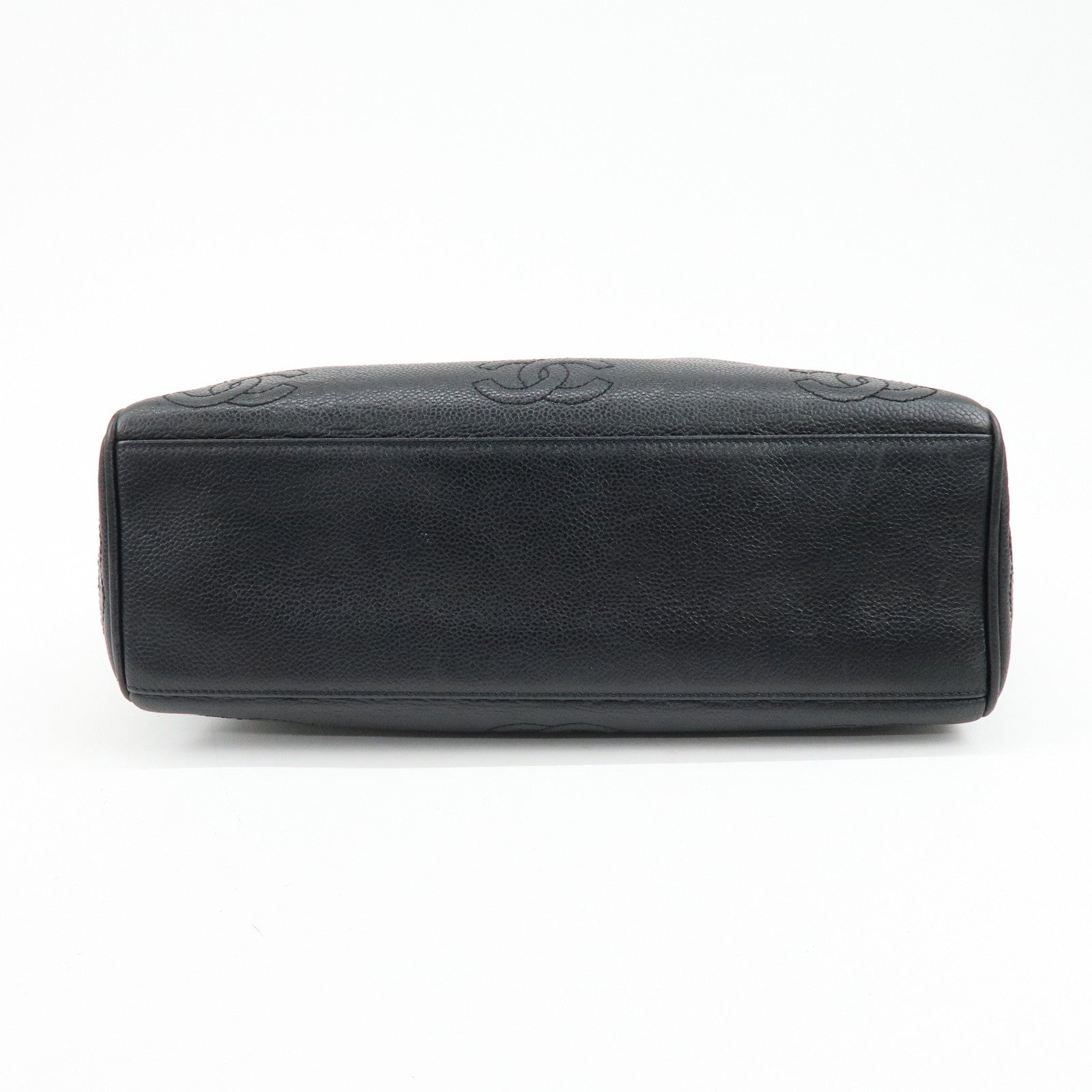 CHANEL Triple COCO Cavairskin Chain Shoulder Bag Tote Bag Black