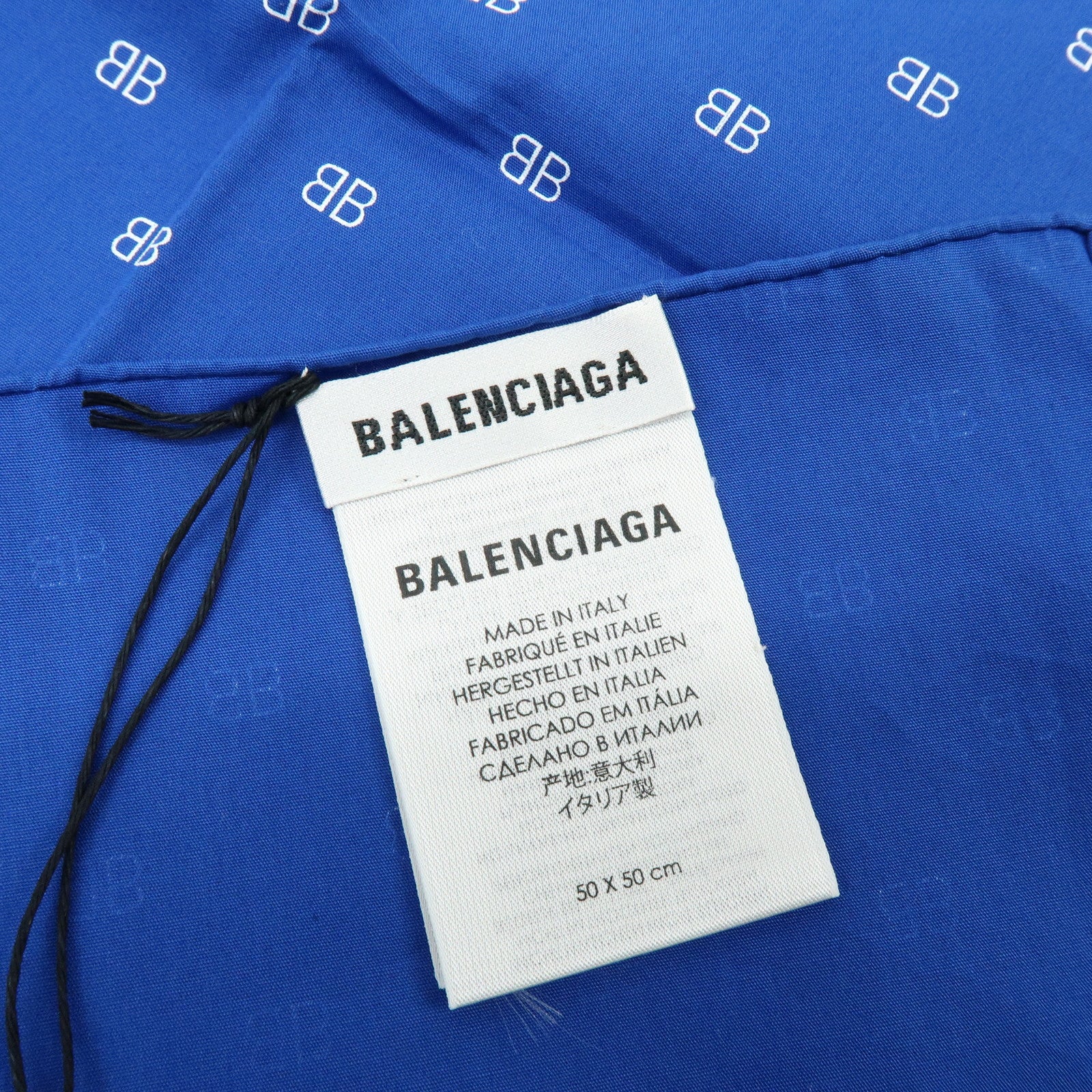 BALENCIAGA BB Logo Cotton 100% Scarf Tokyo Limited Blue