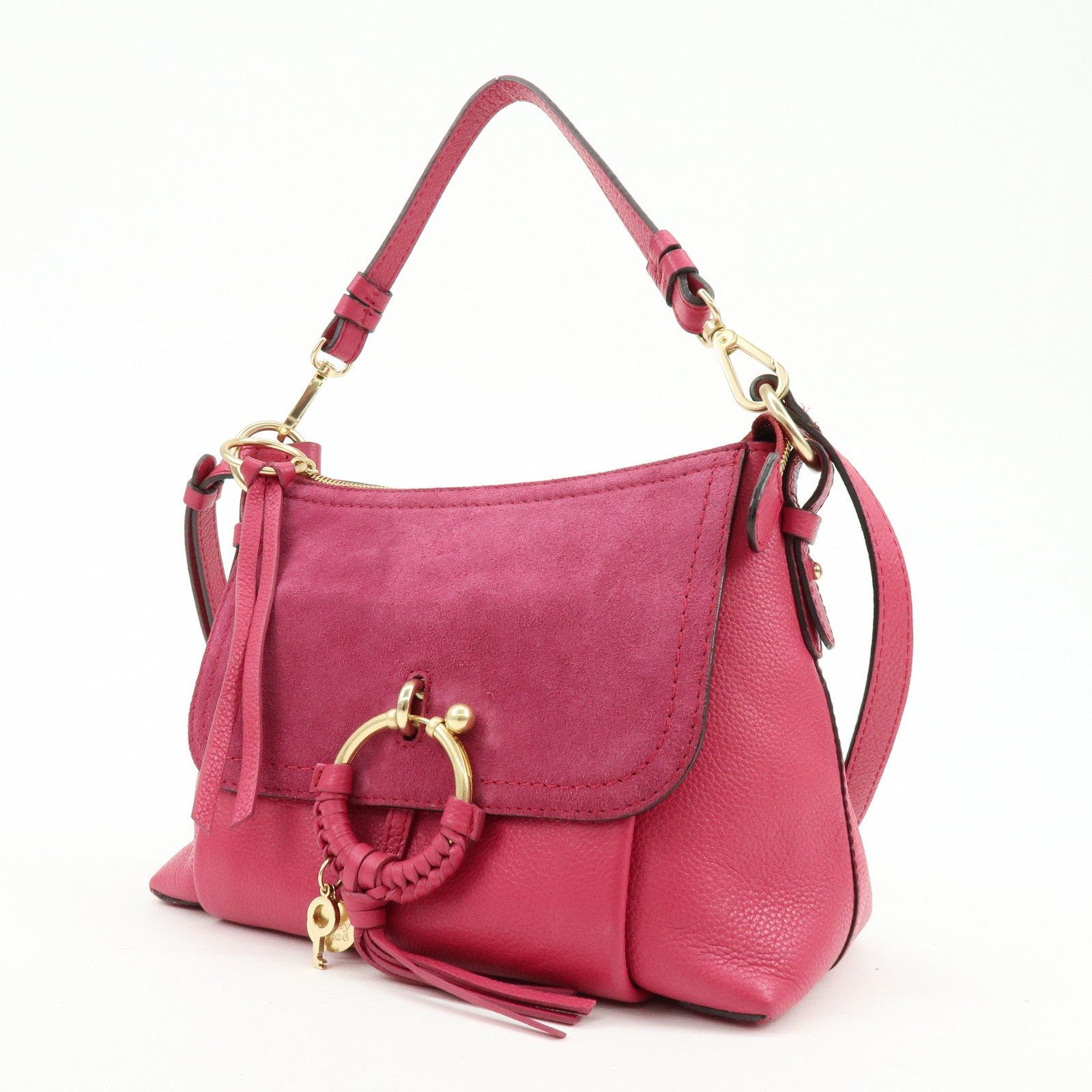Chloe Joan Suede Leather Shoulder Bag Hand Bag Pink