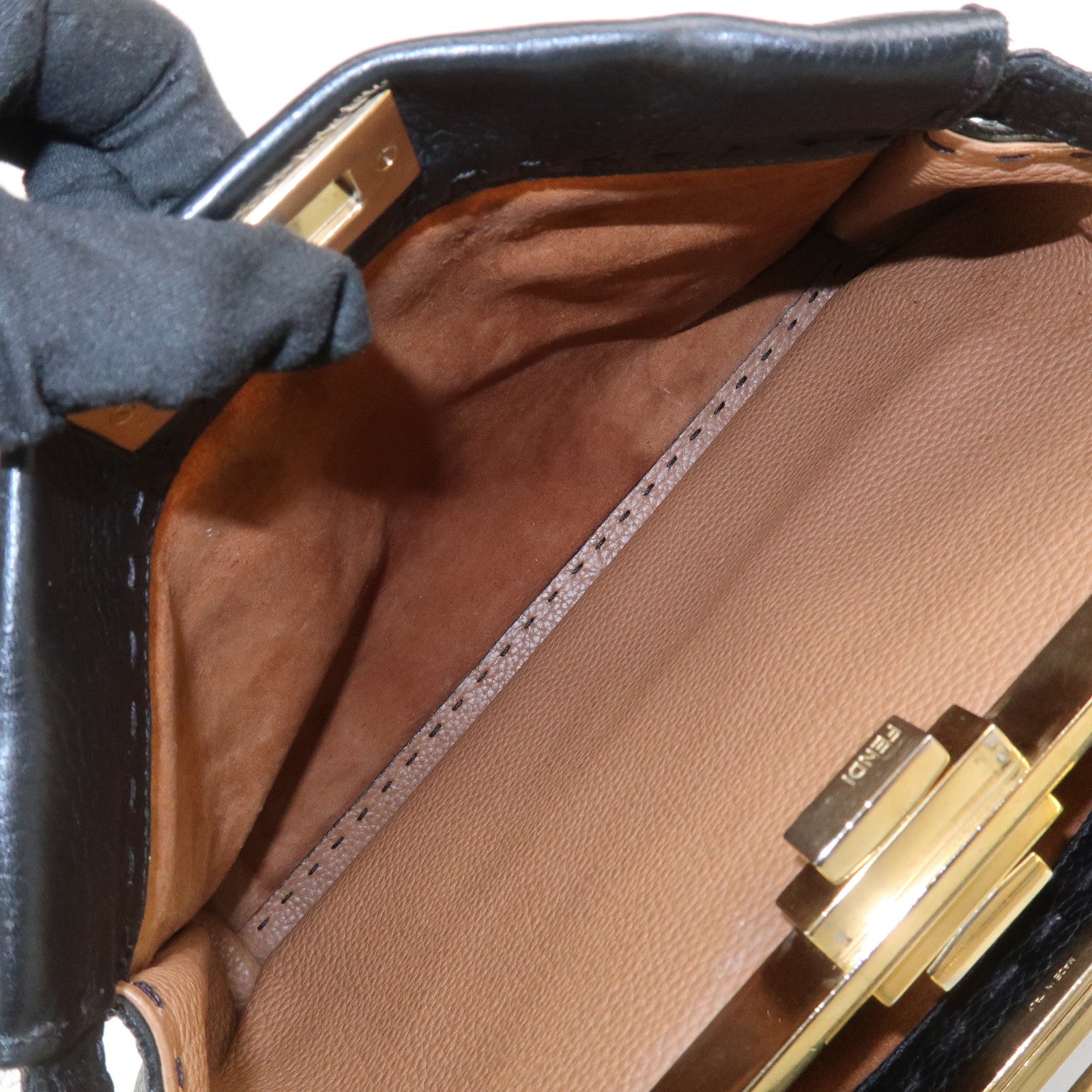 FENDI Selleria Peekaboo Leather 2Way Bag Hand Bag Shoulder Bag