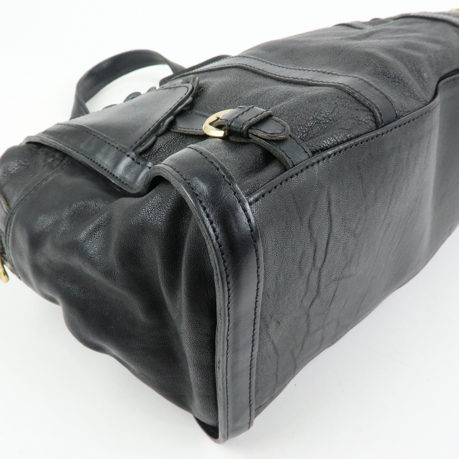 Chloe See by Chloe Leather Tote Bag Hand Bag Shoulder Bag Black