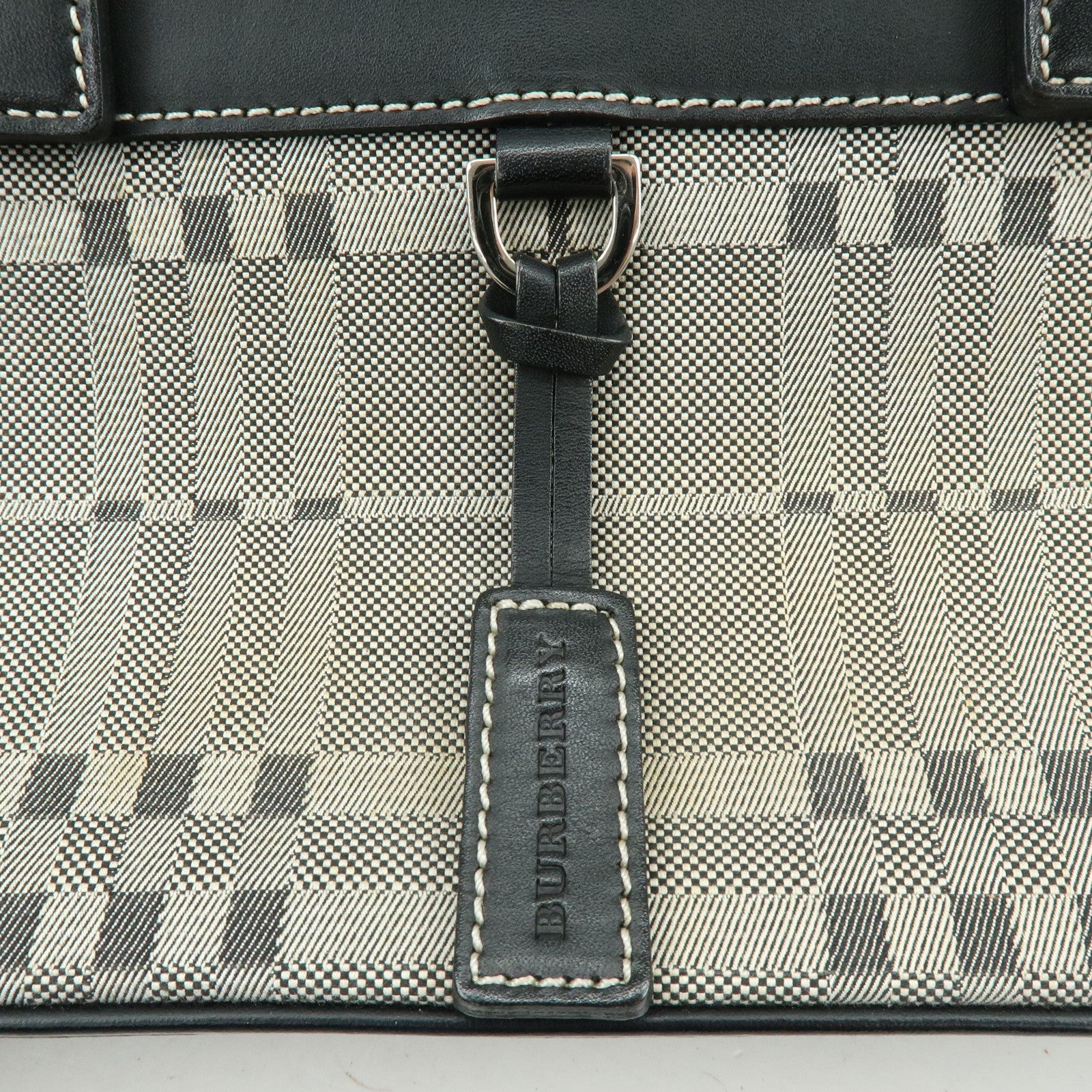 BURBERRY Canvas Leather Hand Bag Tote Bag Black