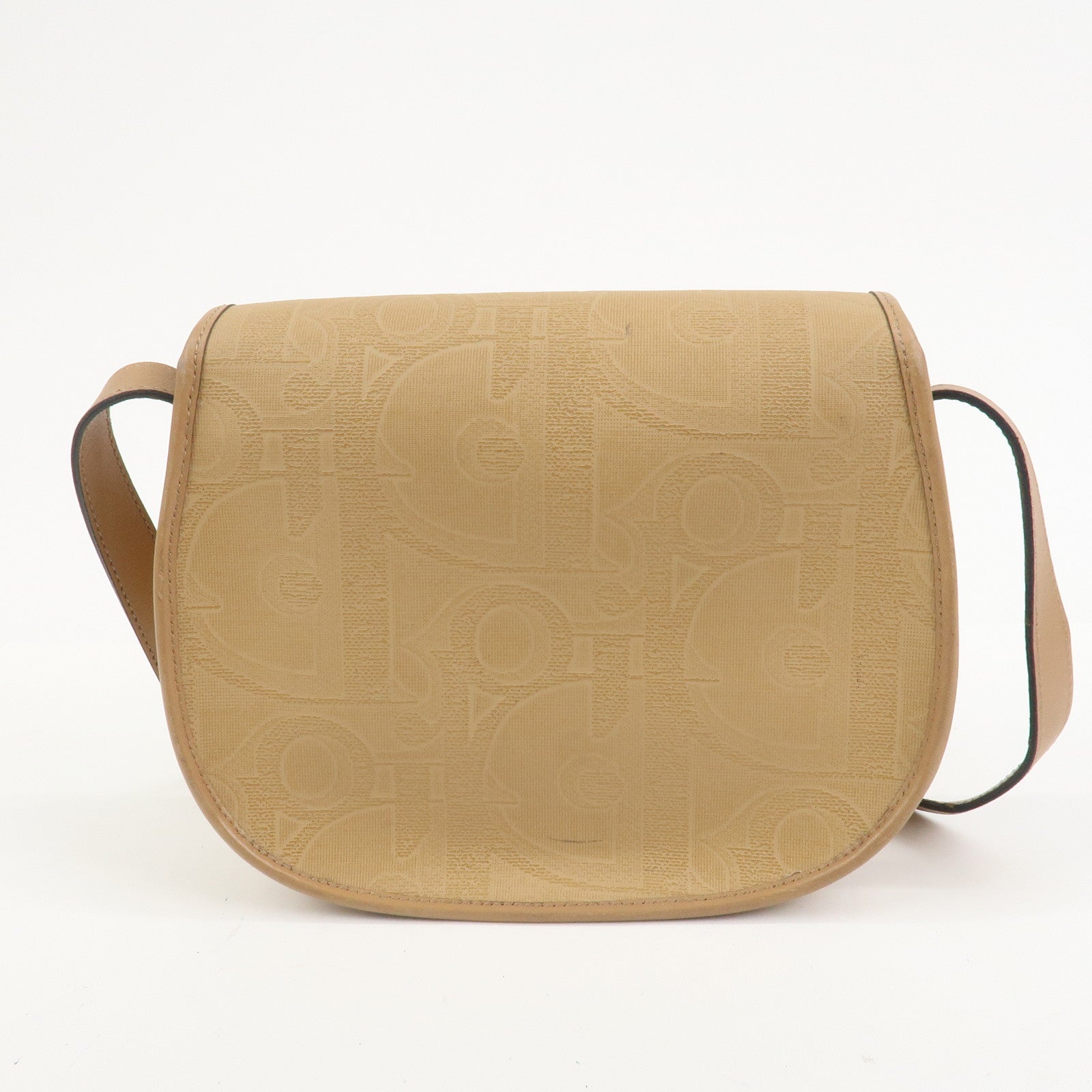 Christian Dior PVC Leather Shoulder Bag Crossbody Bag Brown