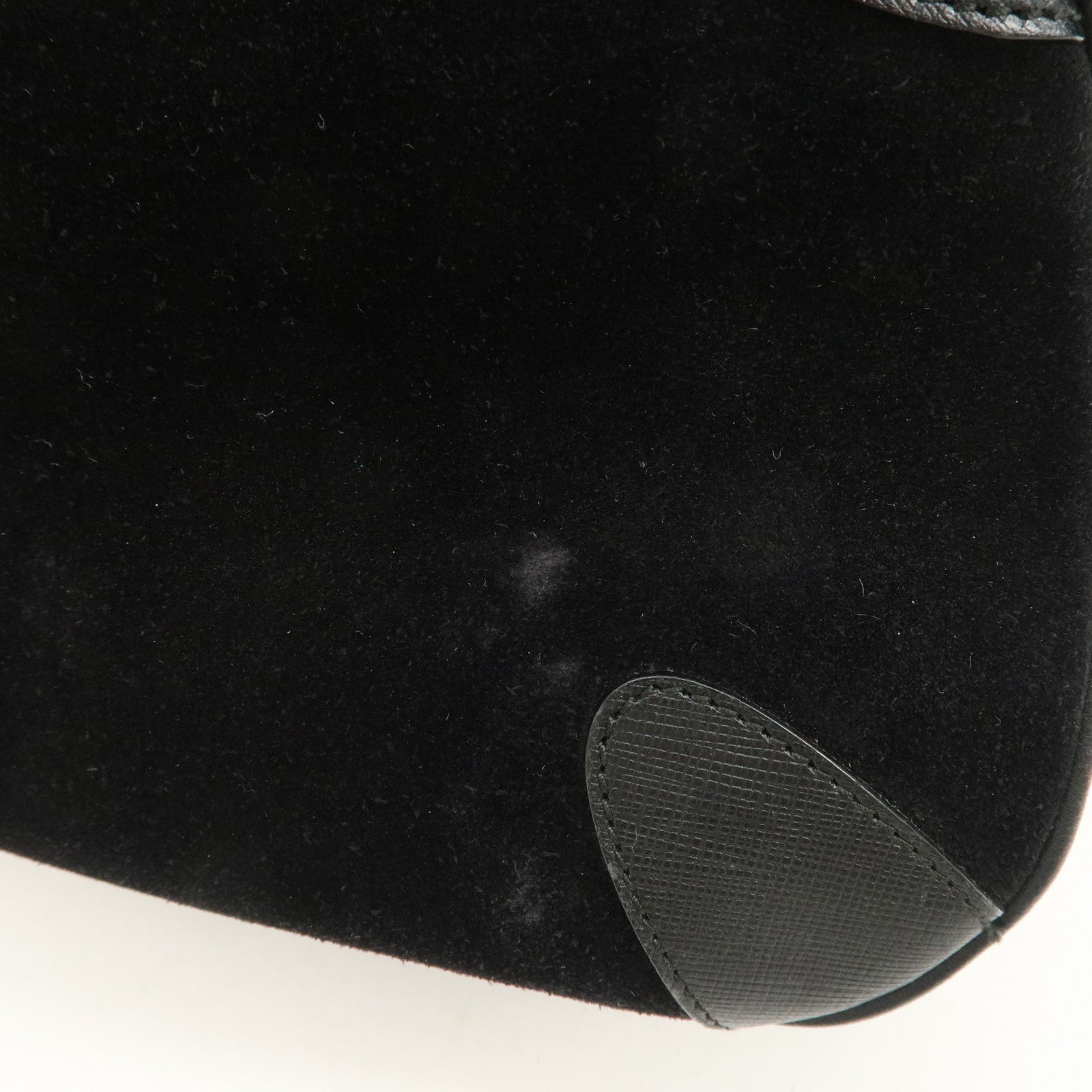 Ferragamo Gancini Leather Suede Hand Bag Black Used