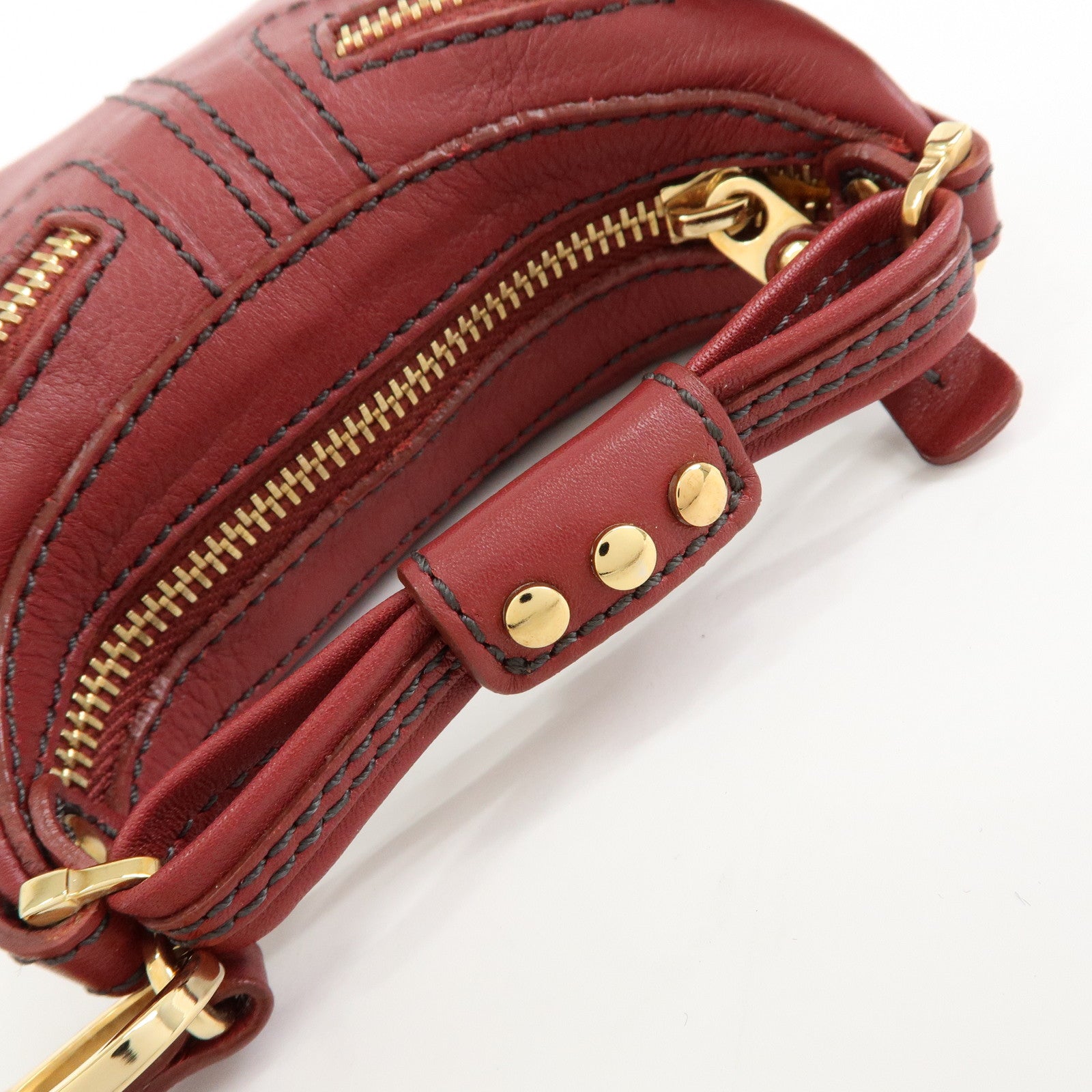 TOD’S Miky Leather Bag Charm Key Charm Key Holder Wine Red