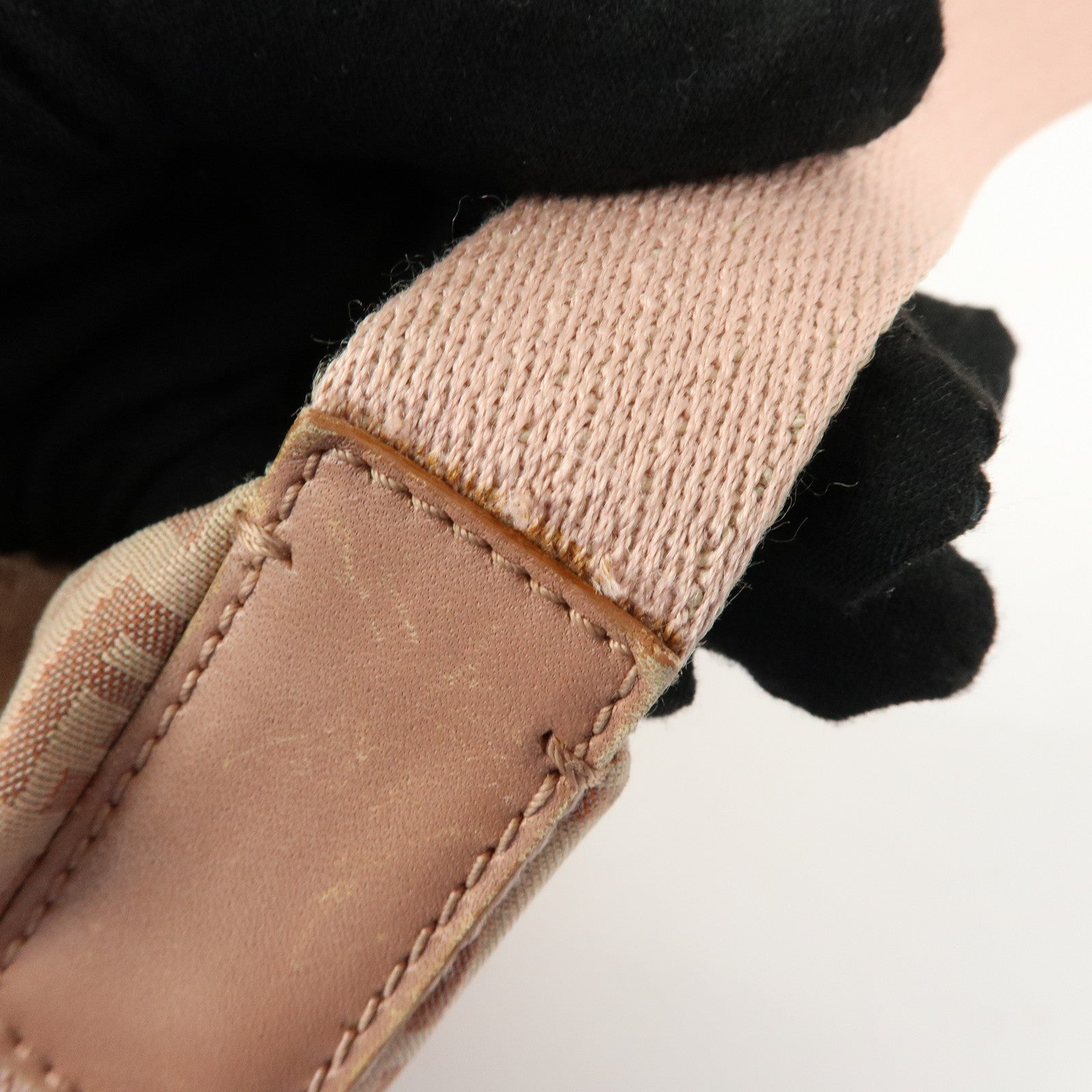 FENDI Zucchino Canvas Leather Shoulder Crossbody Bag Pink 8BR319